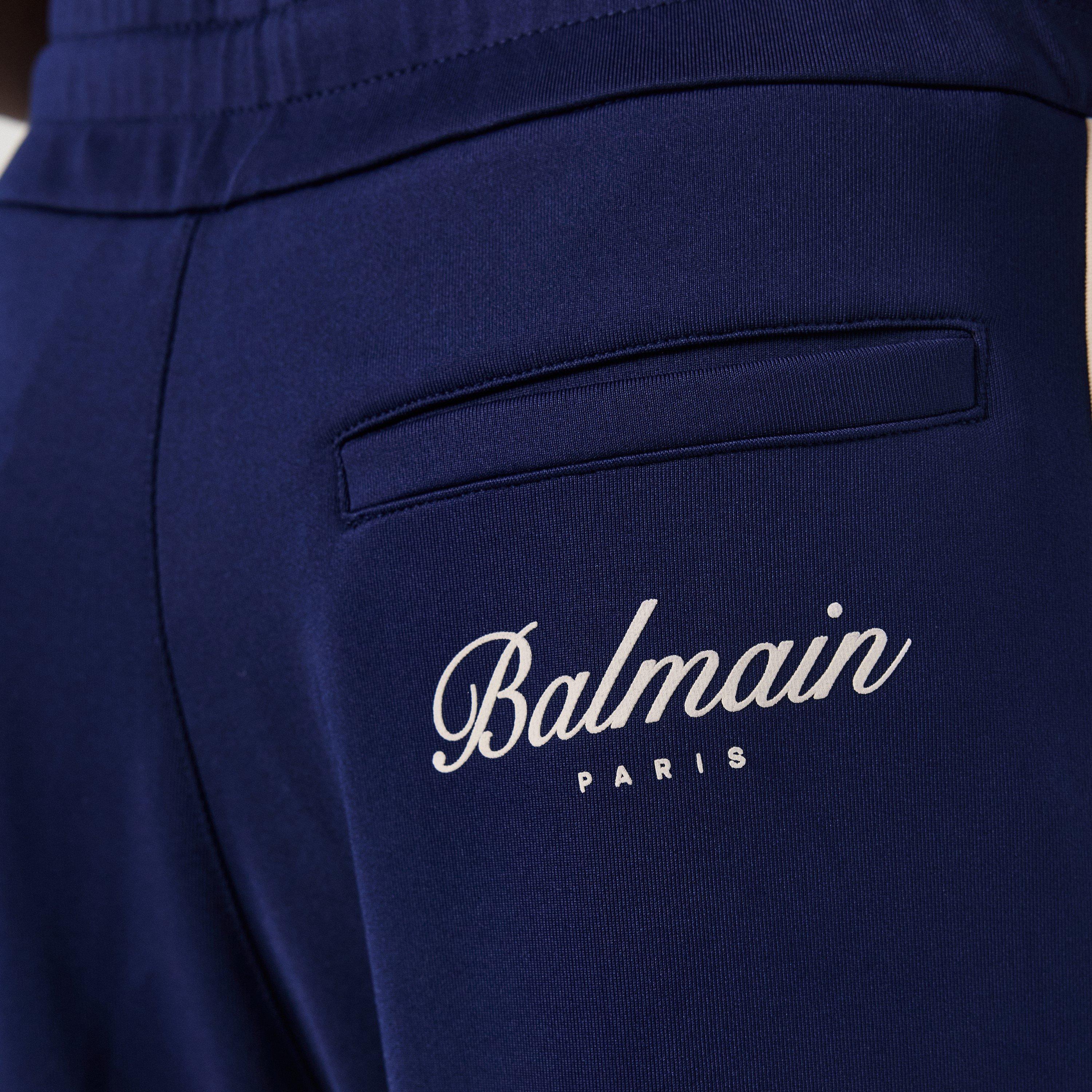 Blue - Balmain - Men's College Open Cuff Woven Joggers - 5