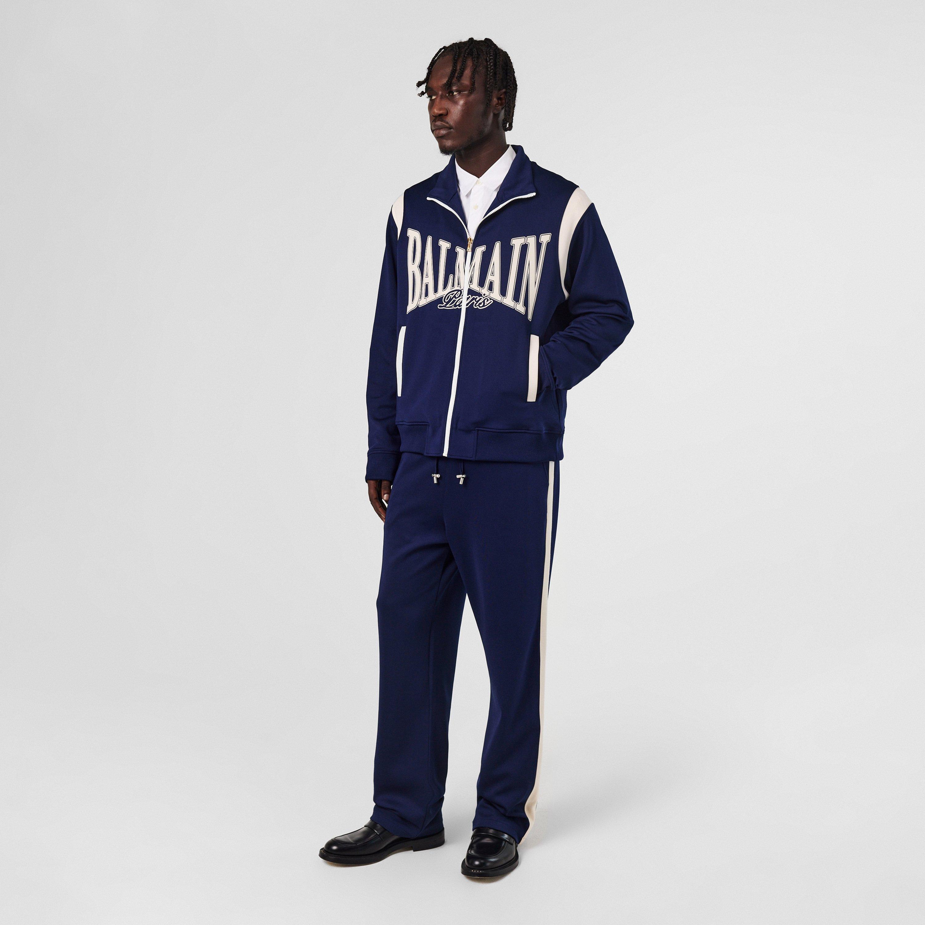 Blue - Balmain - Men's College Open Cuff Woven Joggers - 6