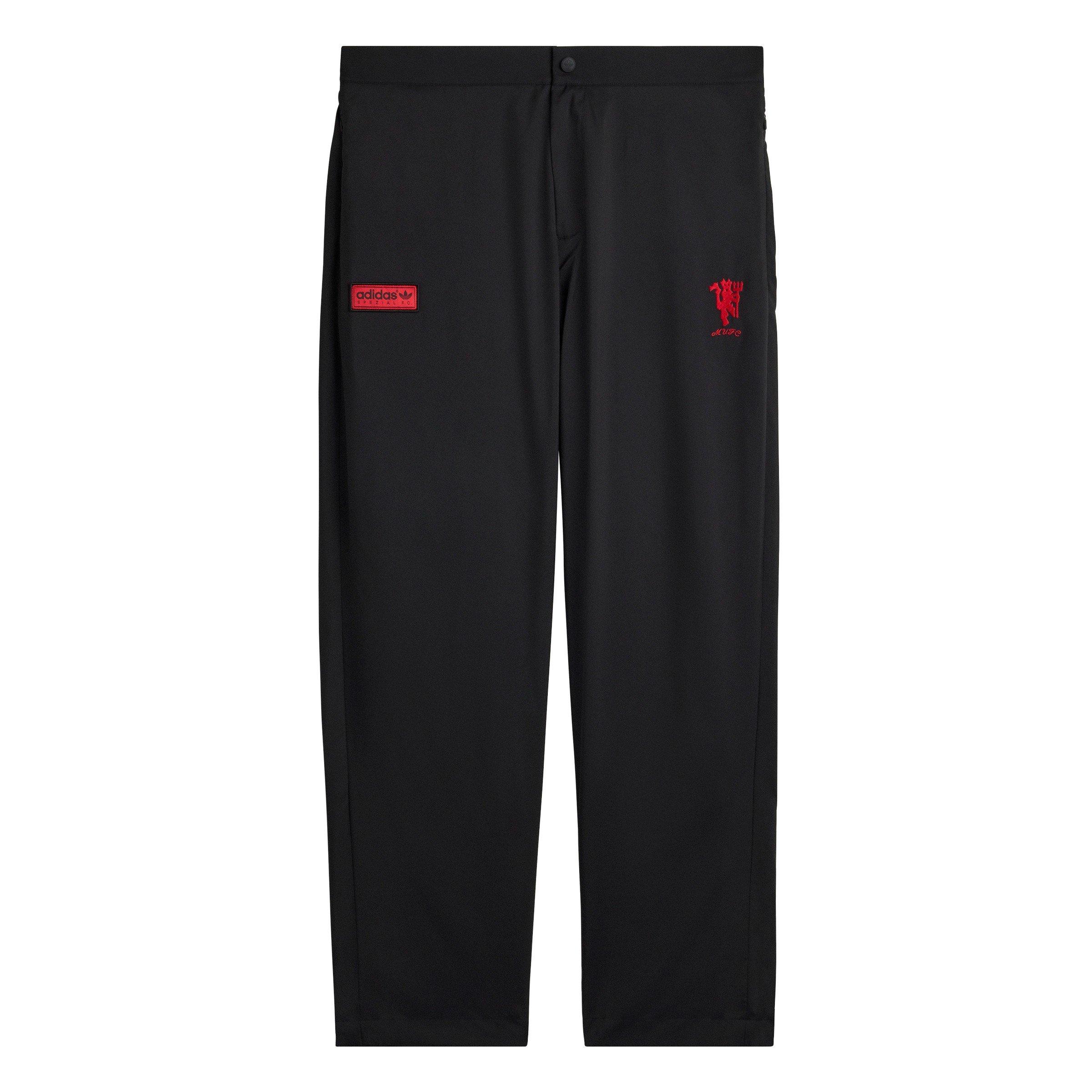 Black/Red - adidas - Men's Manchester United Woven Open-Hem Tracksuit Bottoms - 1