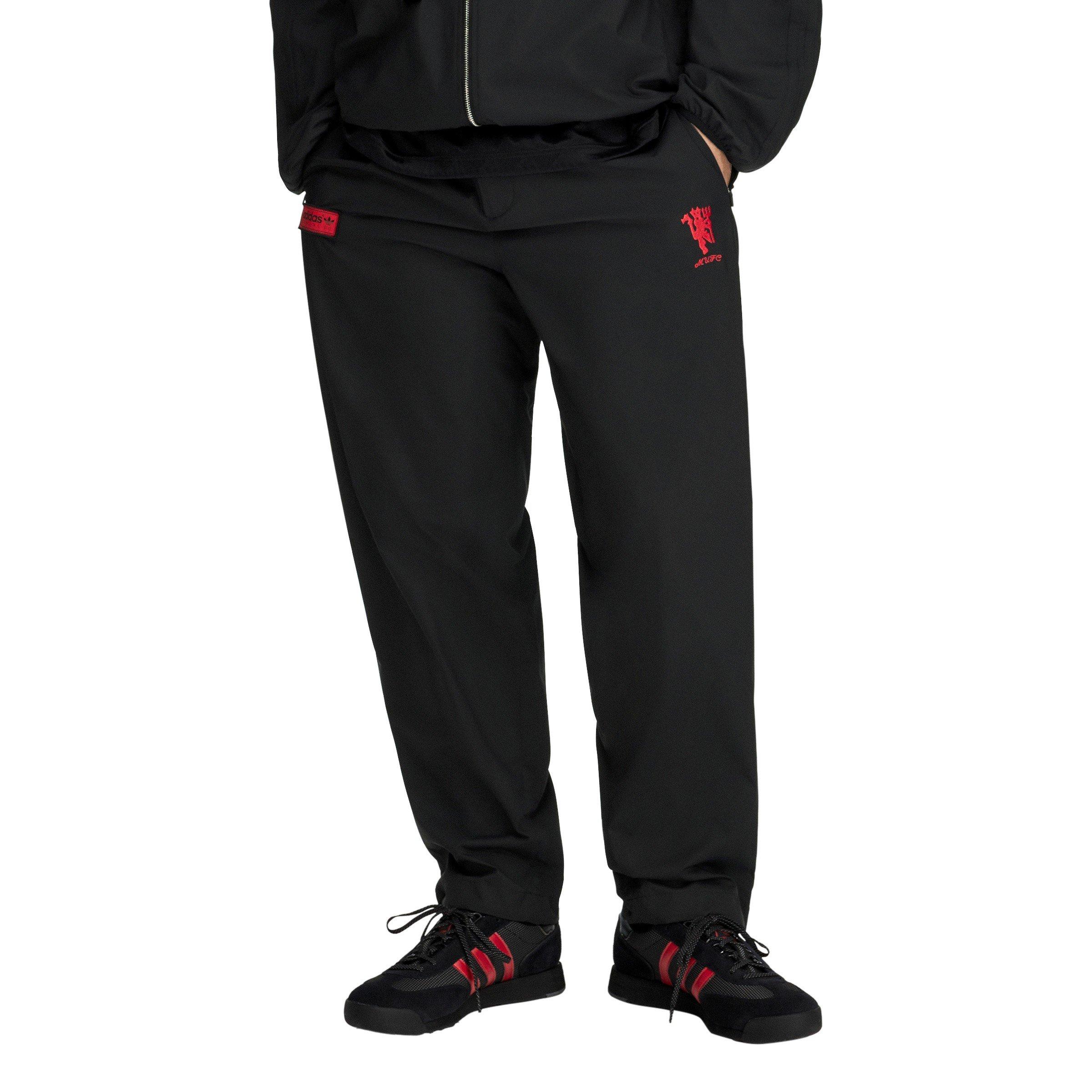 Black/Red - adidas - Men's Manchester United Woven Open-Hem Tracksuit Bottoms - 3