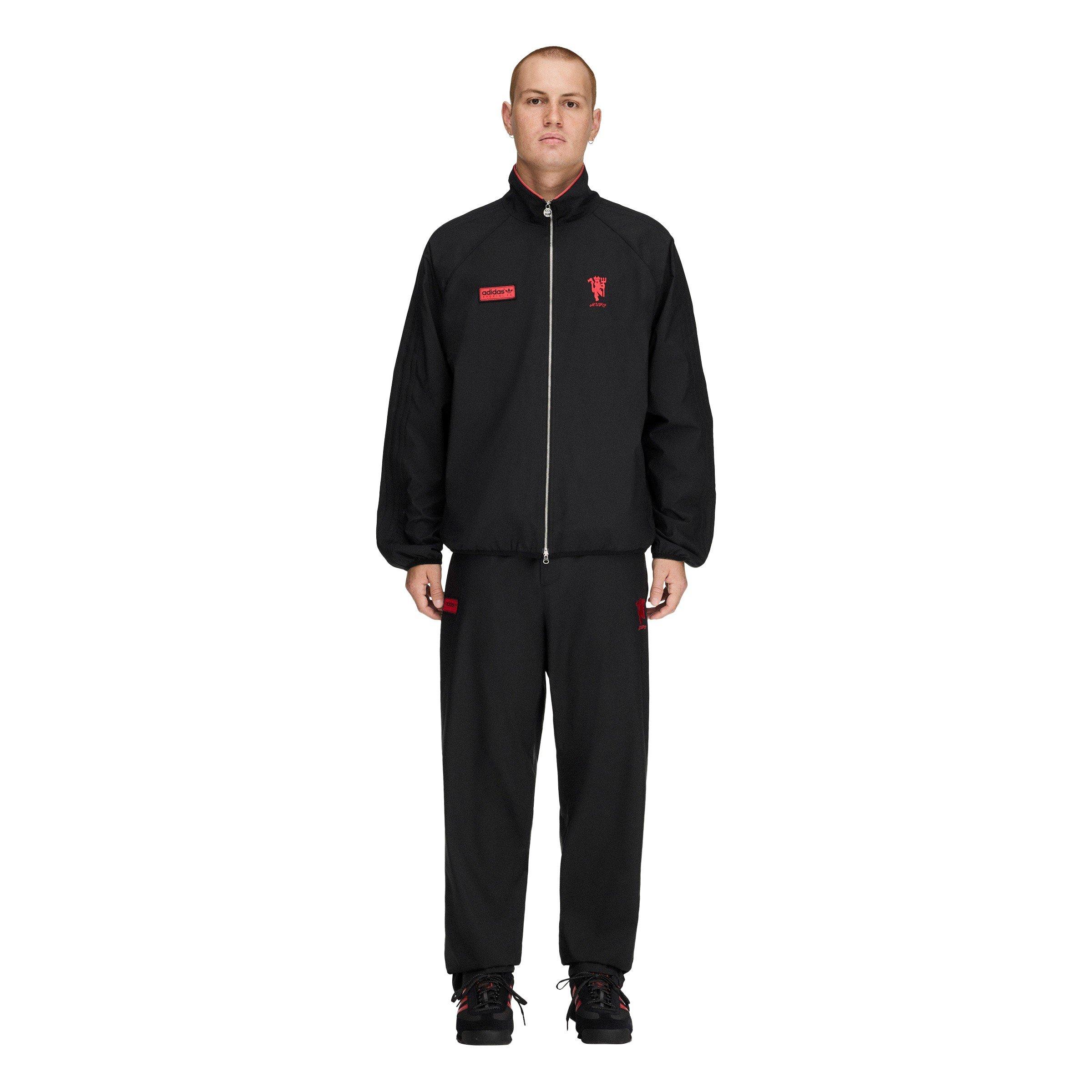 Black/Red - adidas - Men's Manchester United Woven Open-Hem Tracksuit Bottoms - 7