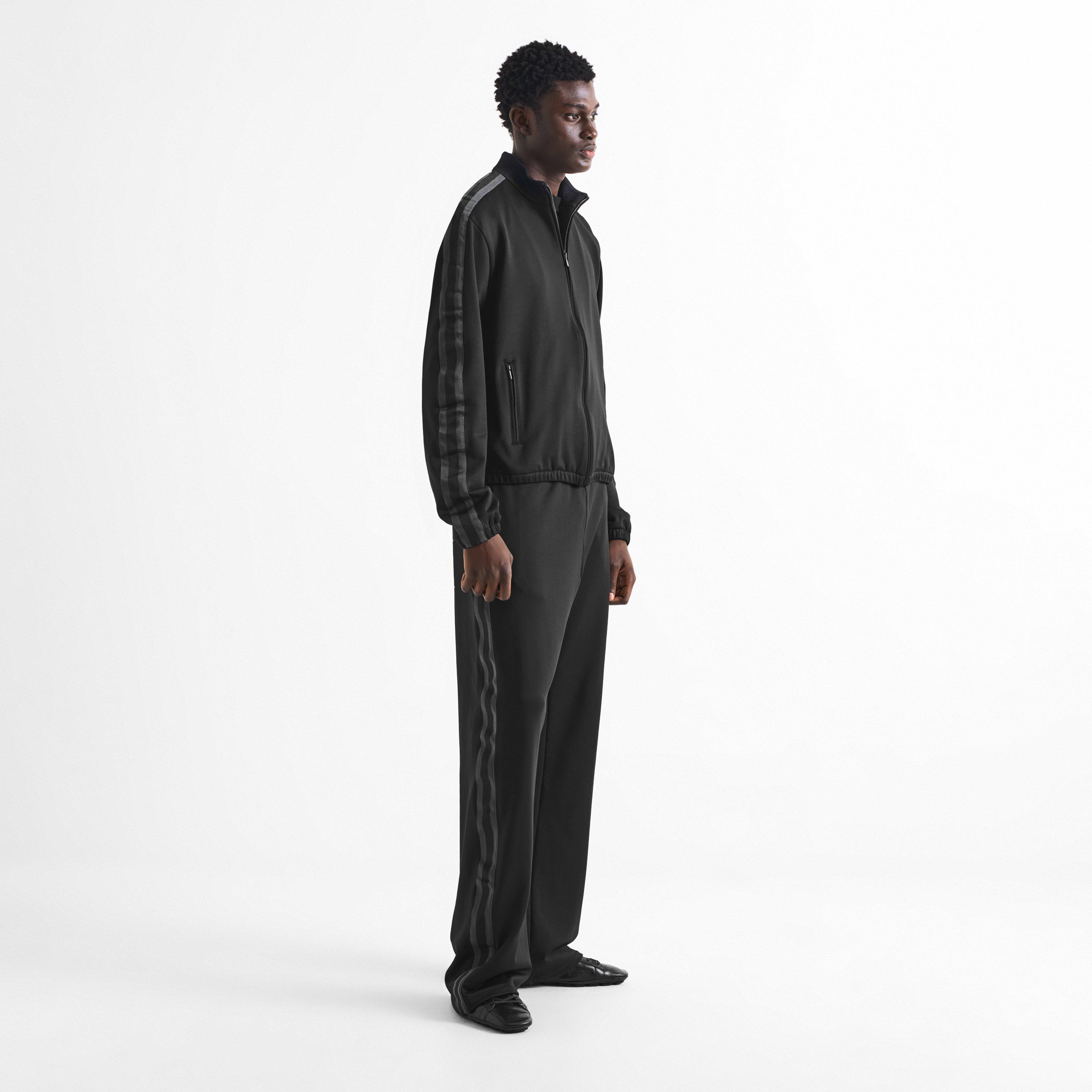 Black/Grey - Gucci - Men's Tonal Web Open Hem Woven Tracksuit Bottoms - 6