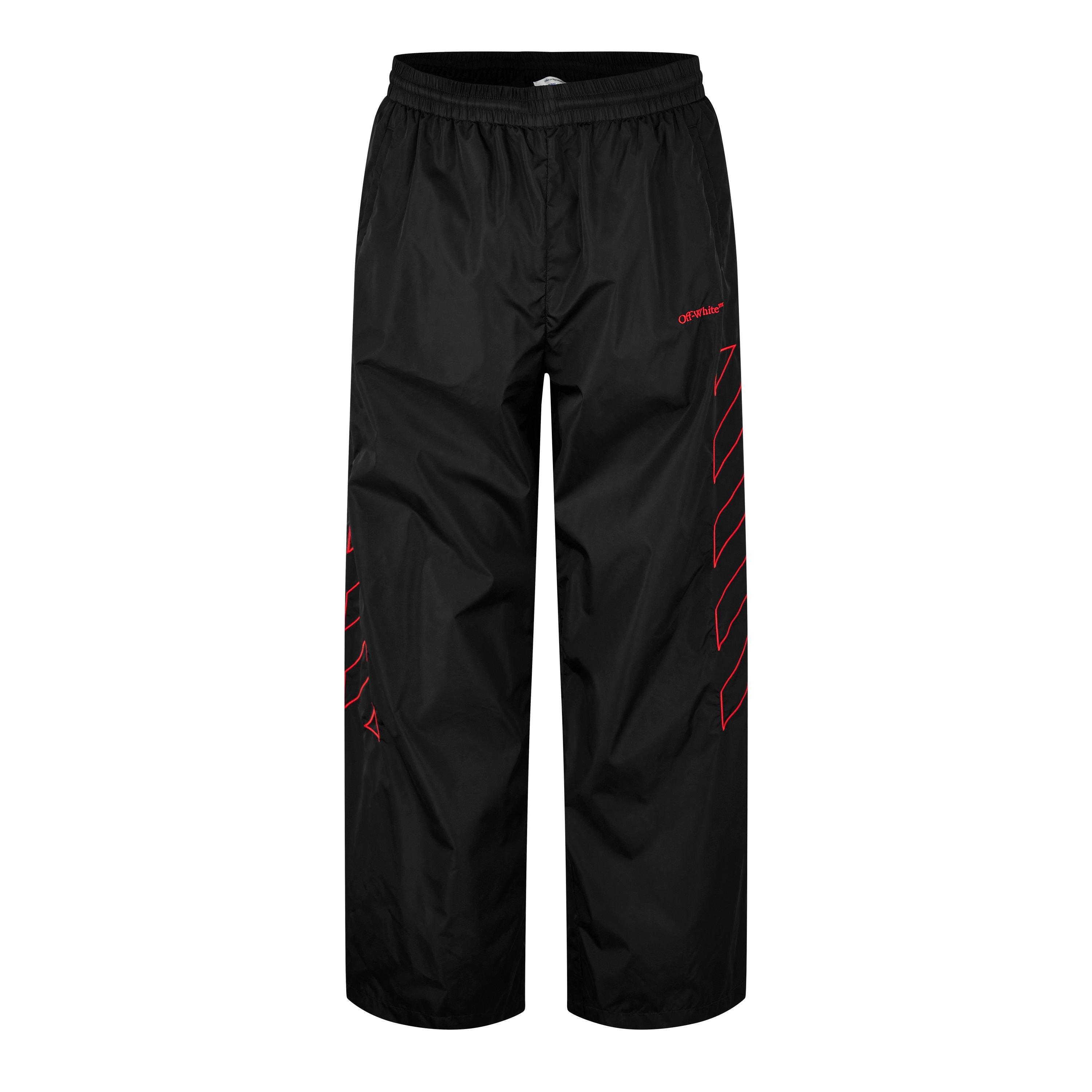 Black/Red - Off White - Men's Track Pant with Iconic Logo Embroidery - 5