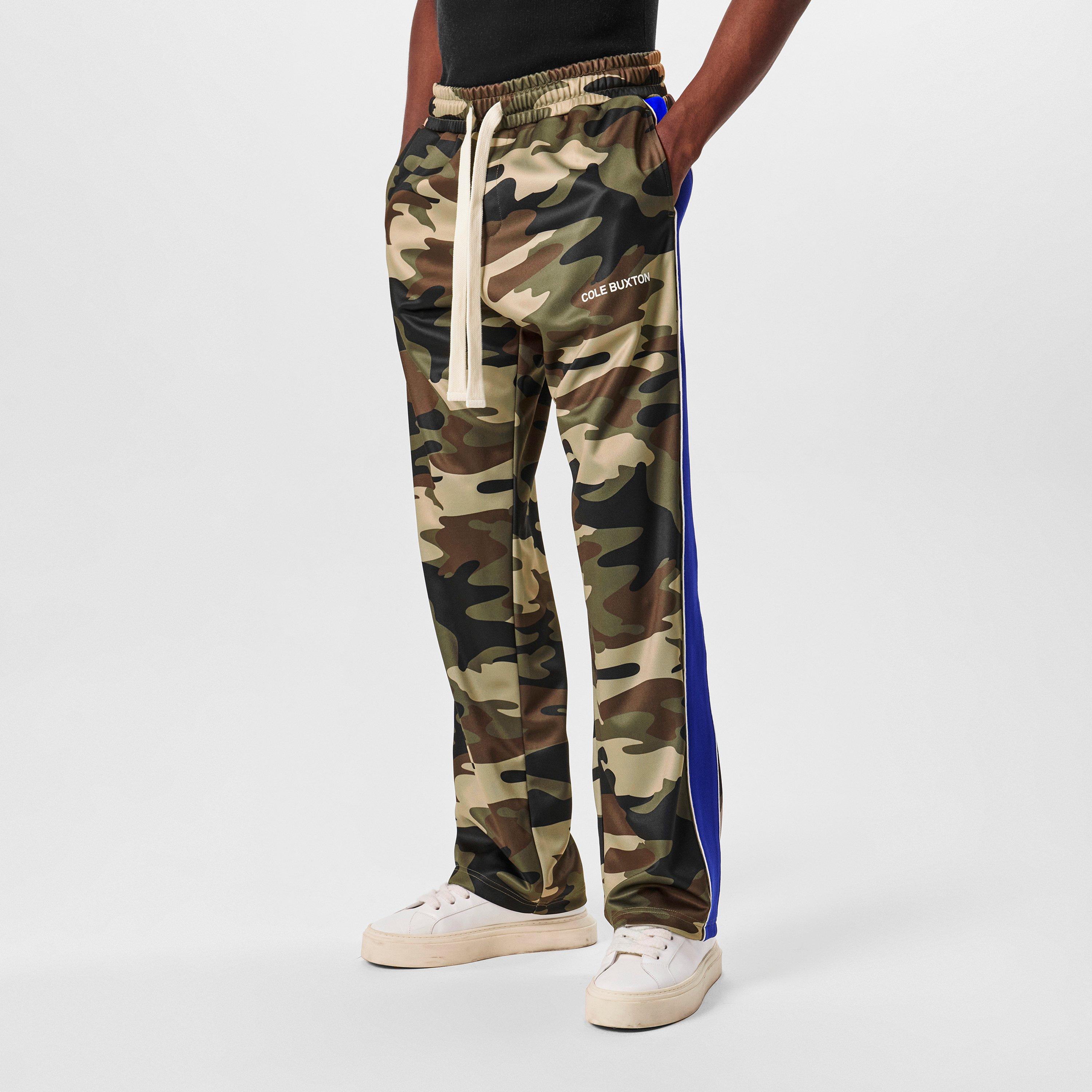 Camo/Blue - Cole Buxton - Men's Camo Open Hem Woven Joggers - 3