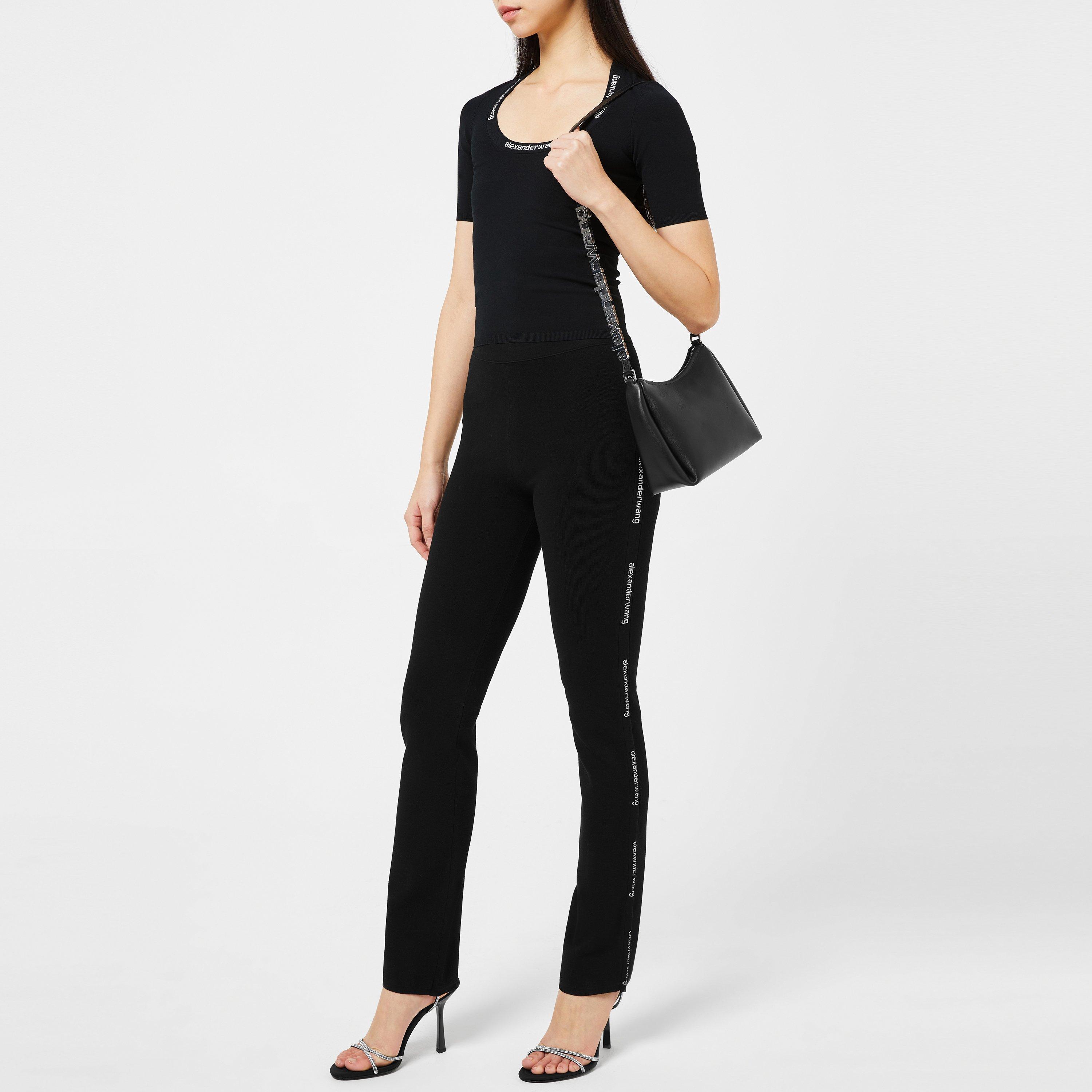 Black - Alexander Wang - Women's Jacquard Logo Bootcut Trousers - 2