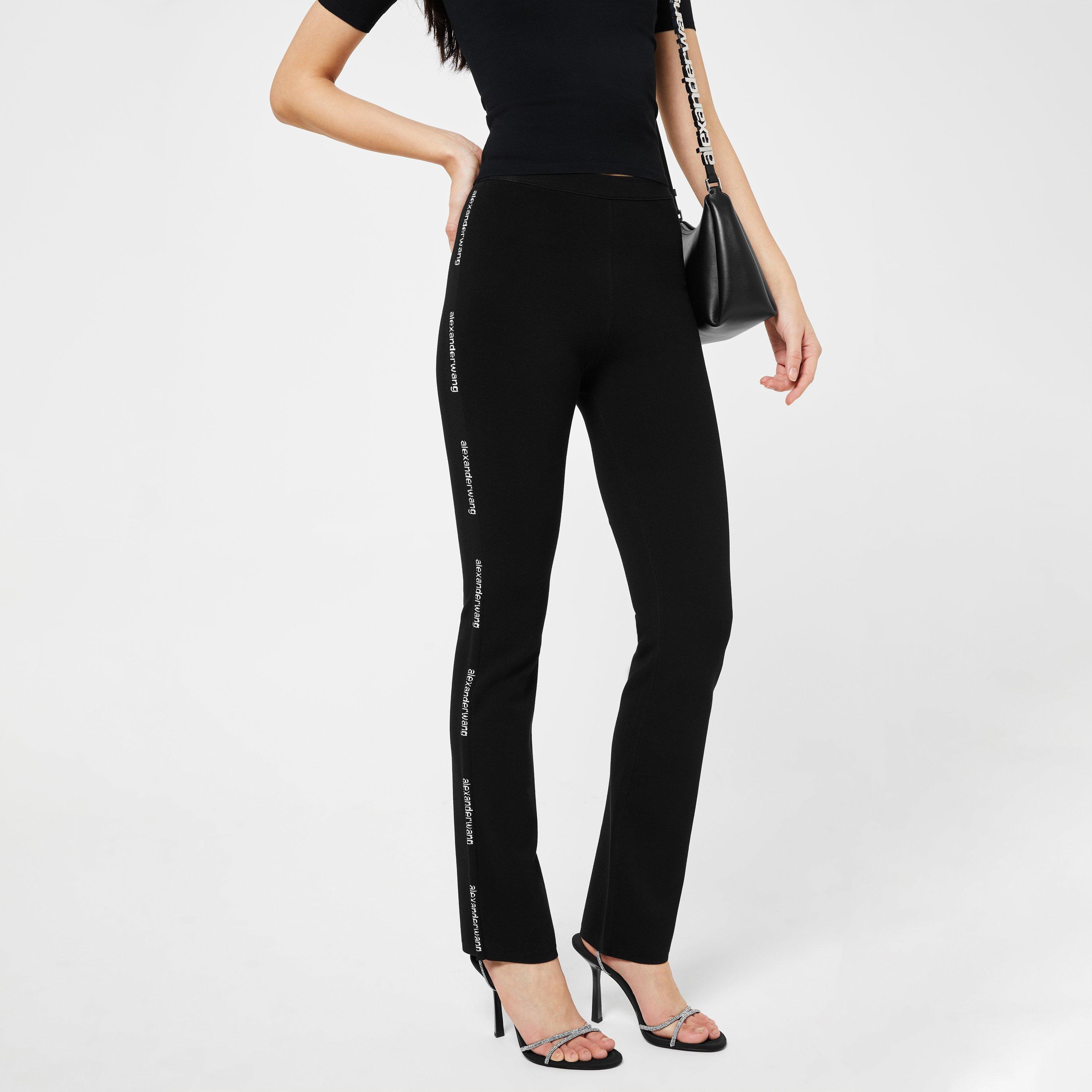 Black - Alexander Wang - Women's Jacquard Logo Bootcut Trousers - 4