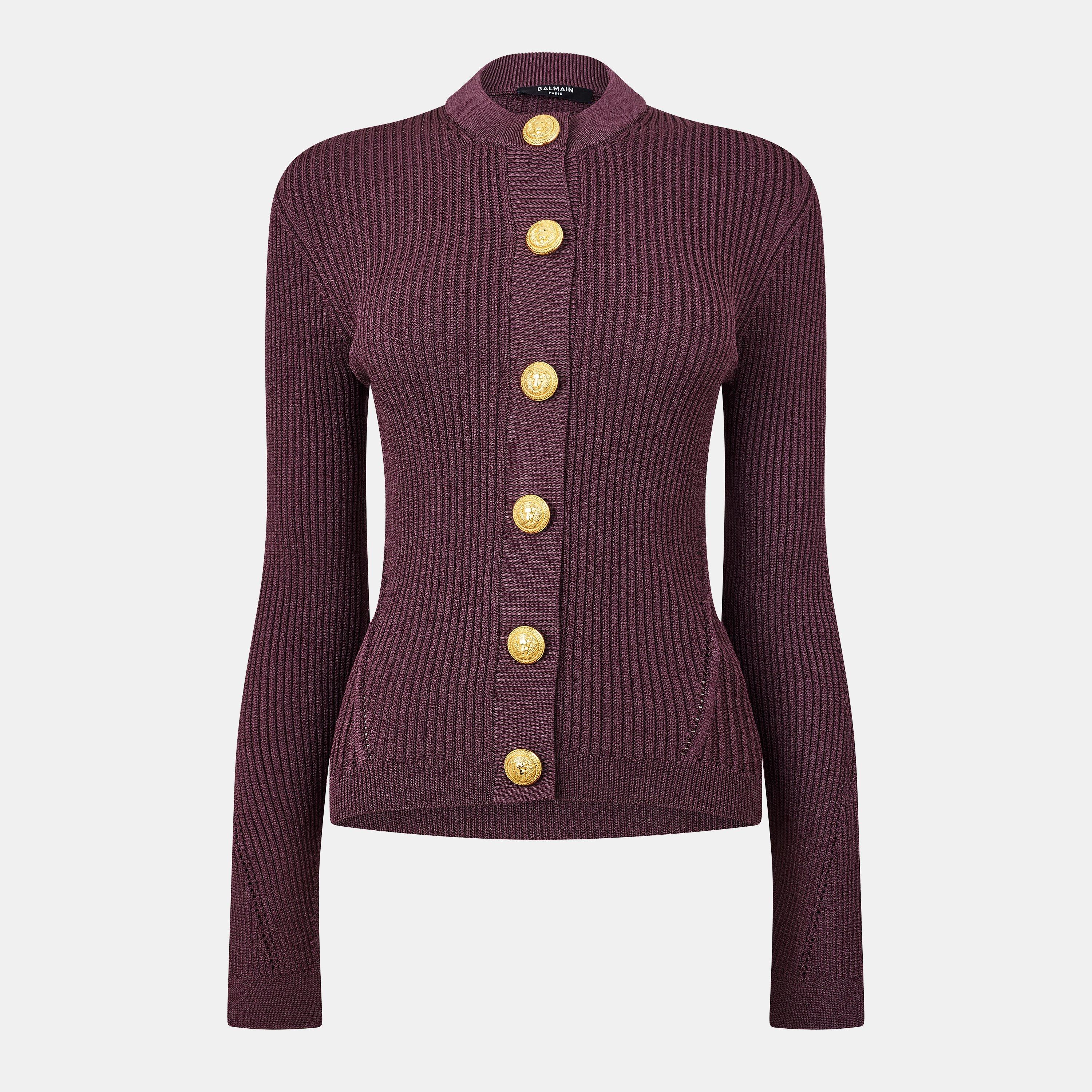 Balmain Women's Knitted Structured Cardigan - Violet - Size 38 (UK 10)