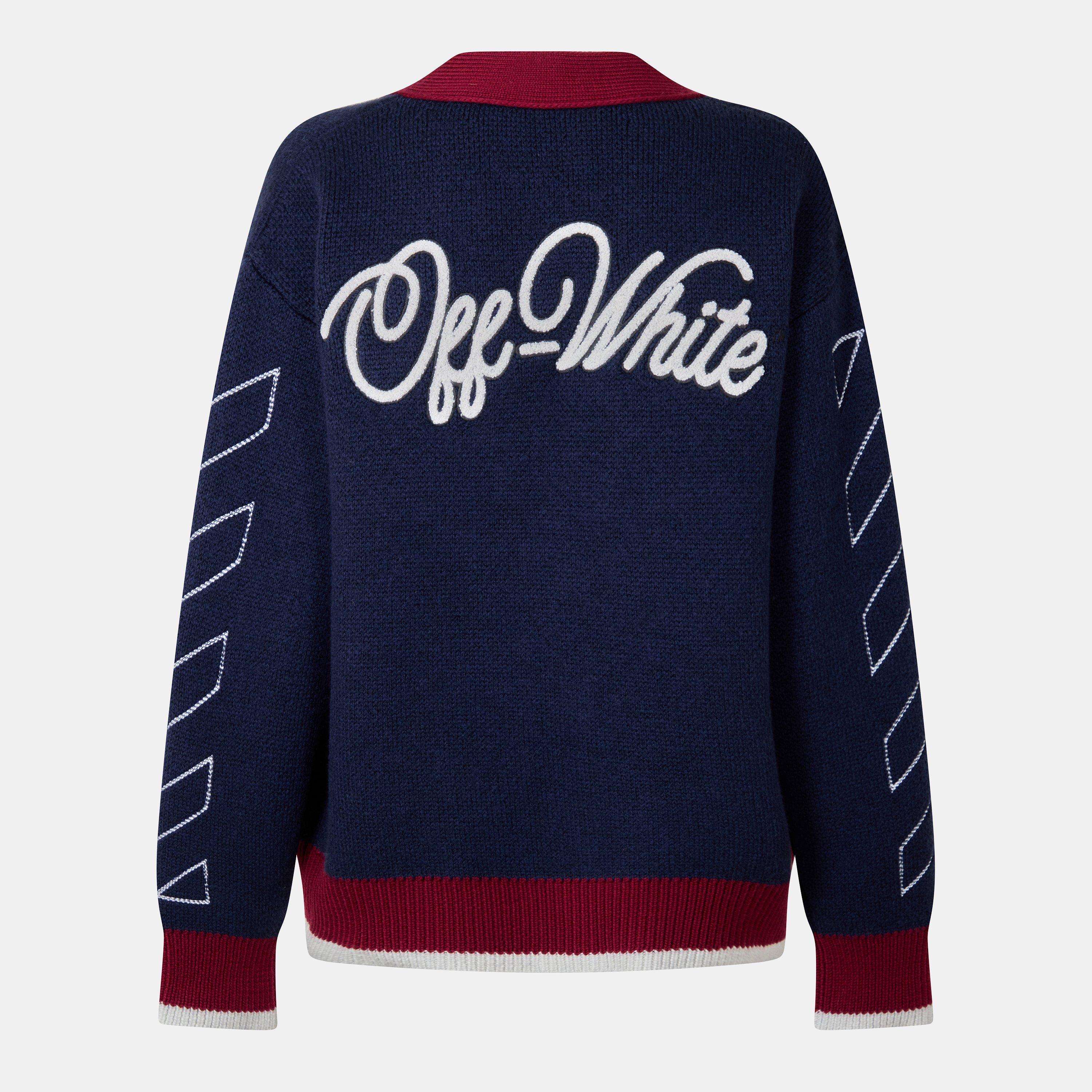 Navy - Off White - Women's Varsity Cardigan - 2