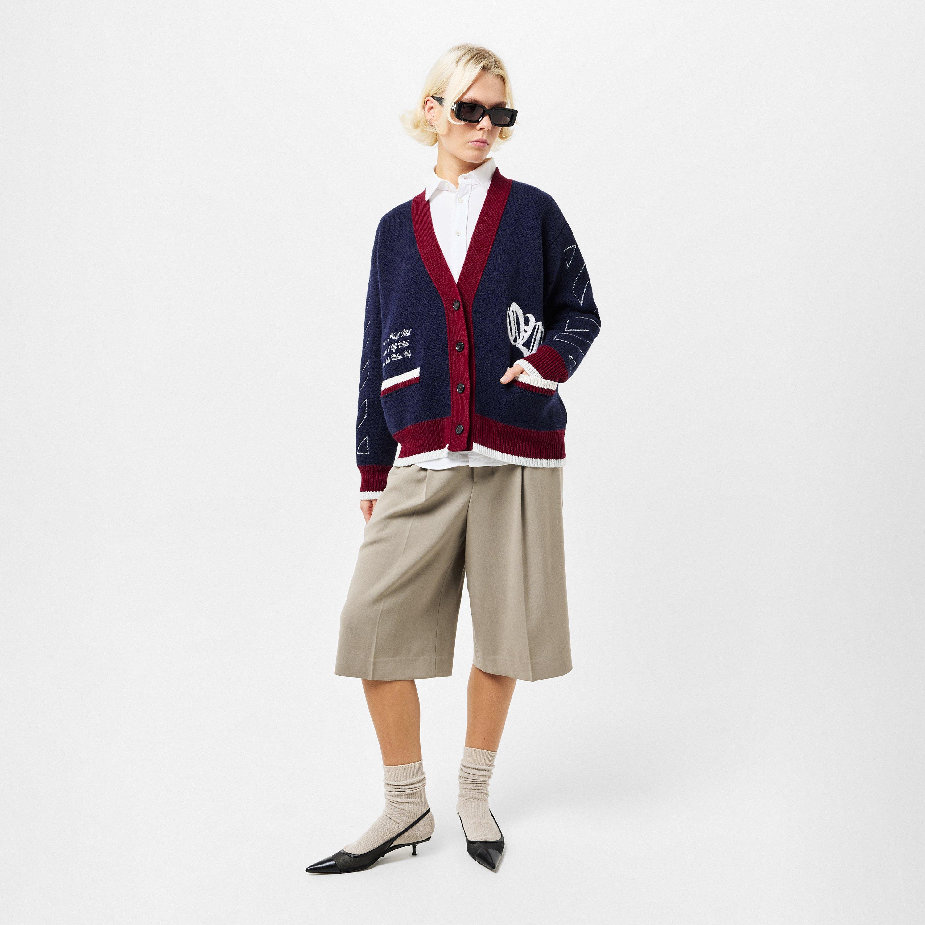 Navy - Off White - Women's Varsity Cardigan - 6