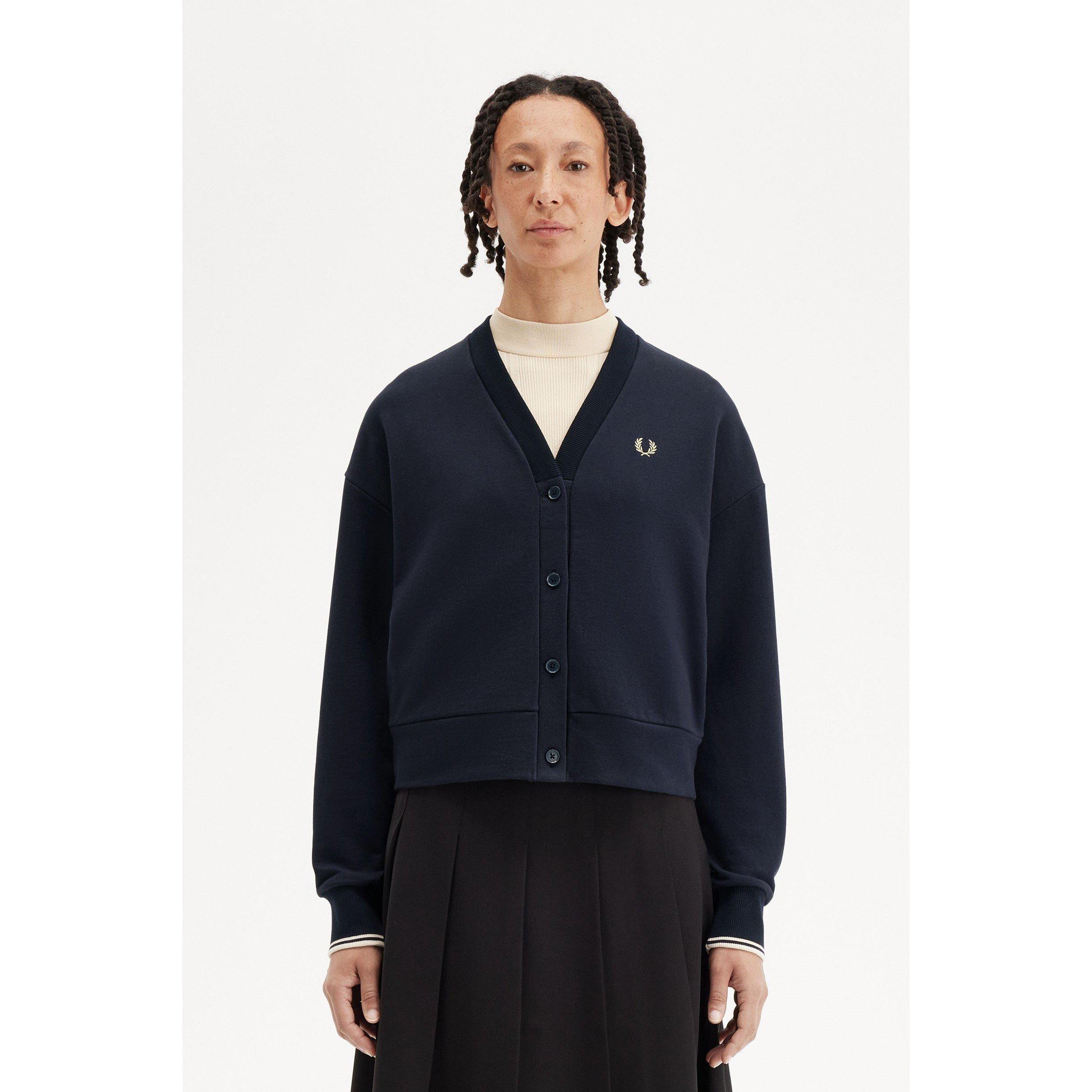 NAVY - Fred Perry - Women's Tipped Sweatshirt Cardigan - 2