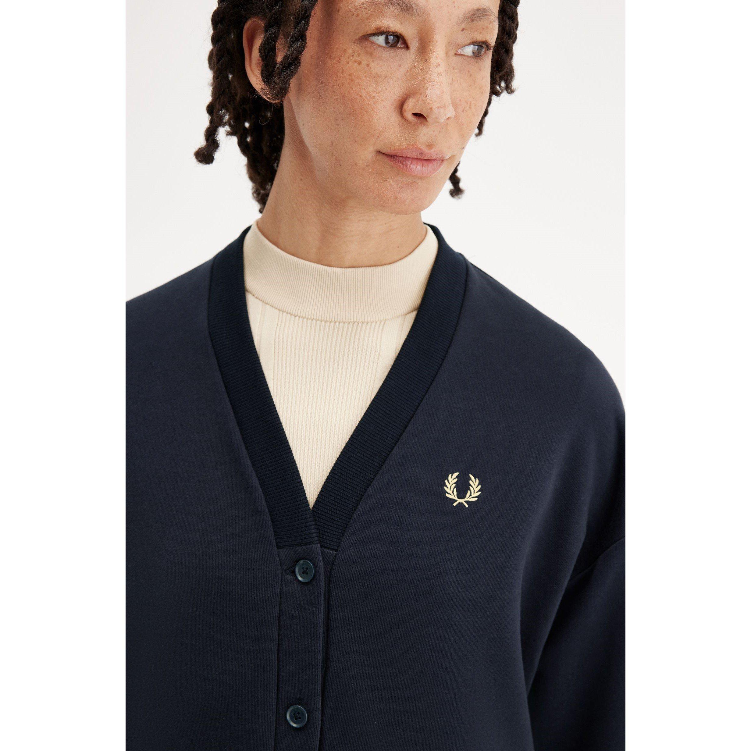 NAVY - Fred Perry - Women's Tipped Sweatshirt Cardigan - 3