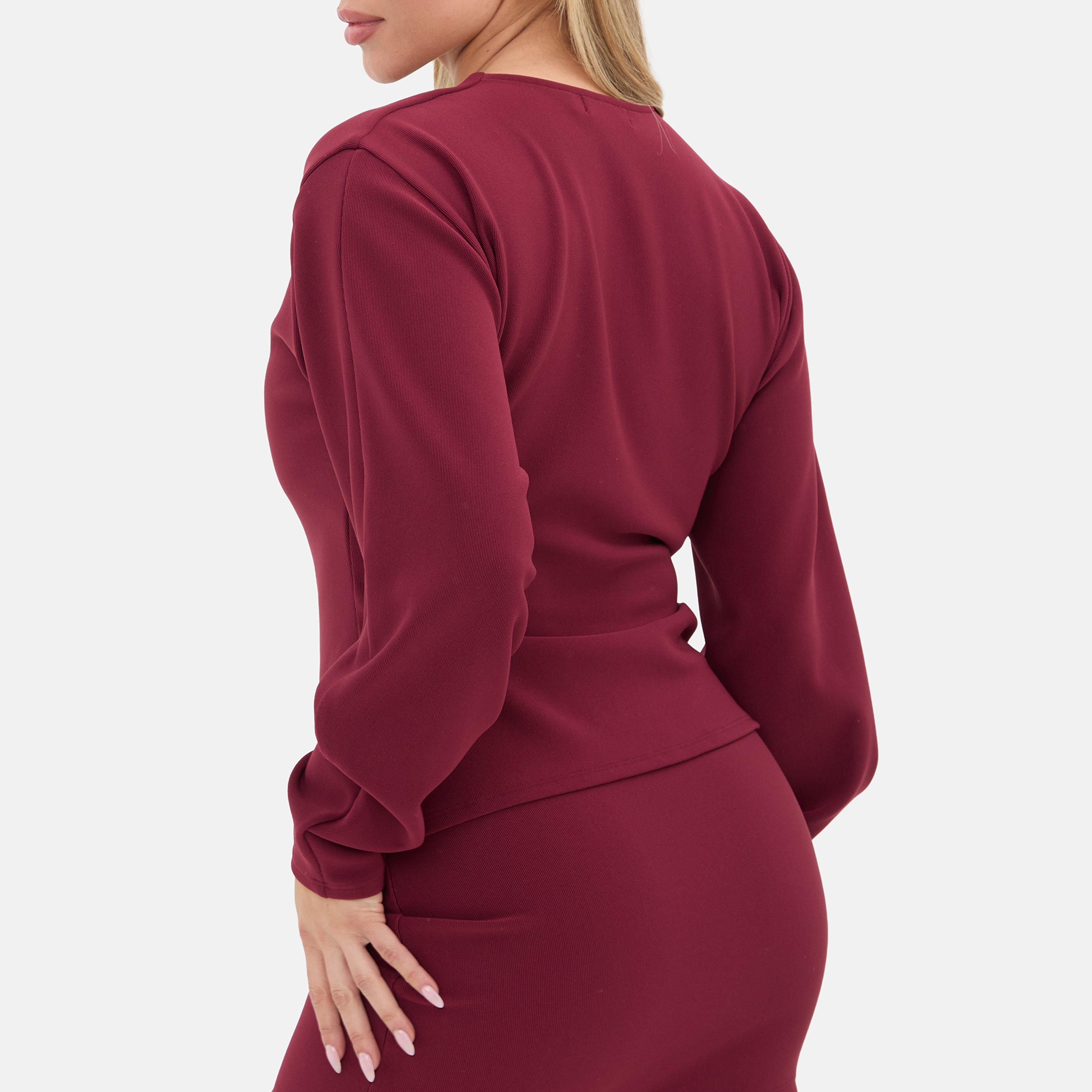 Burgundy - I Saw It First - Statement Button Ribbed Cardigan - 3