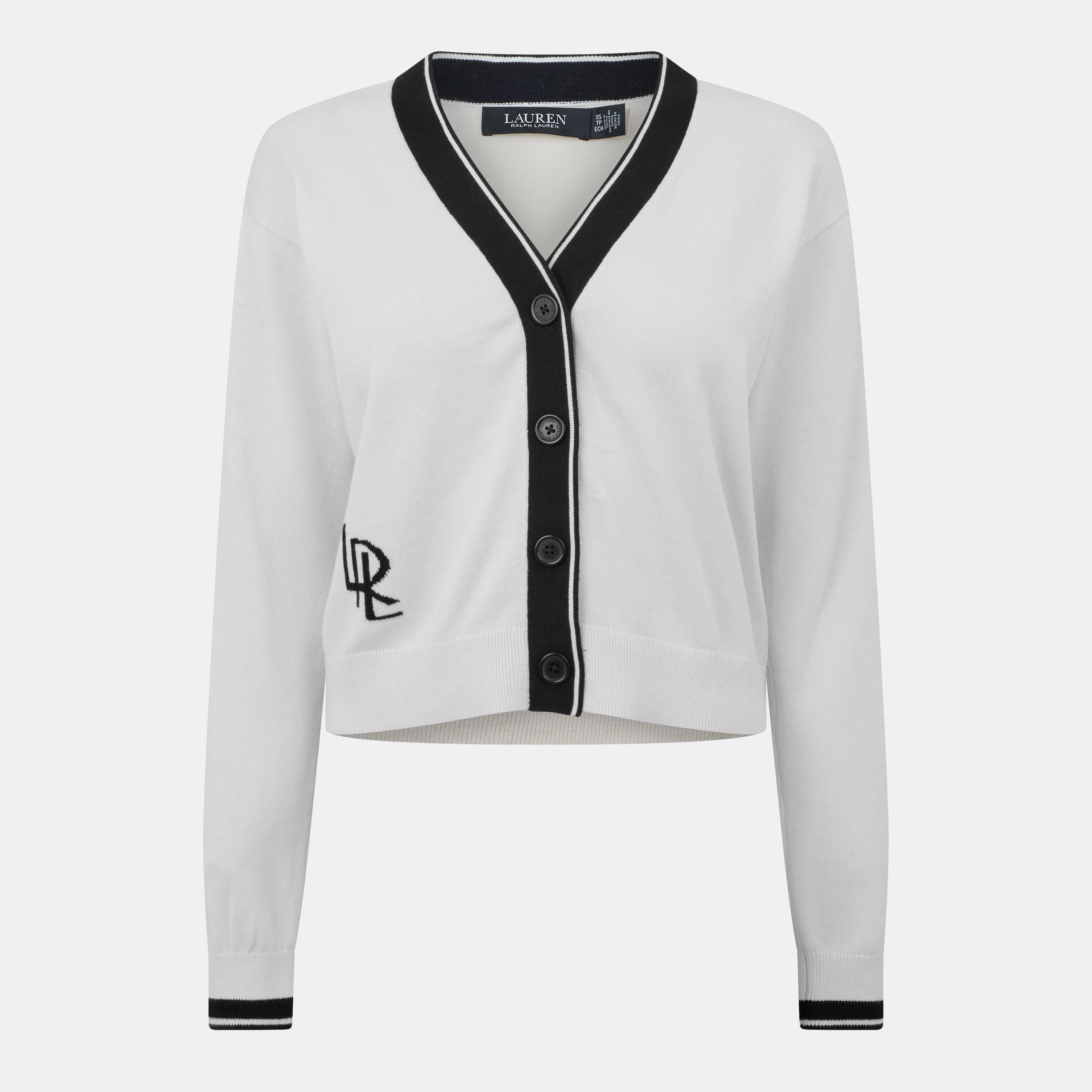 Cream/Black - Lauren by Ralph Lauren - Women's Two Tone Cadina Cardigan - 1