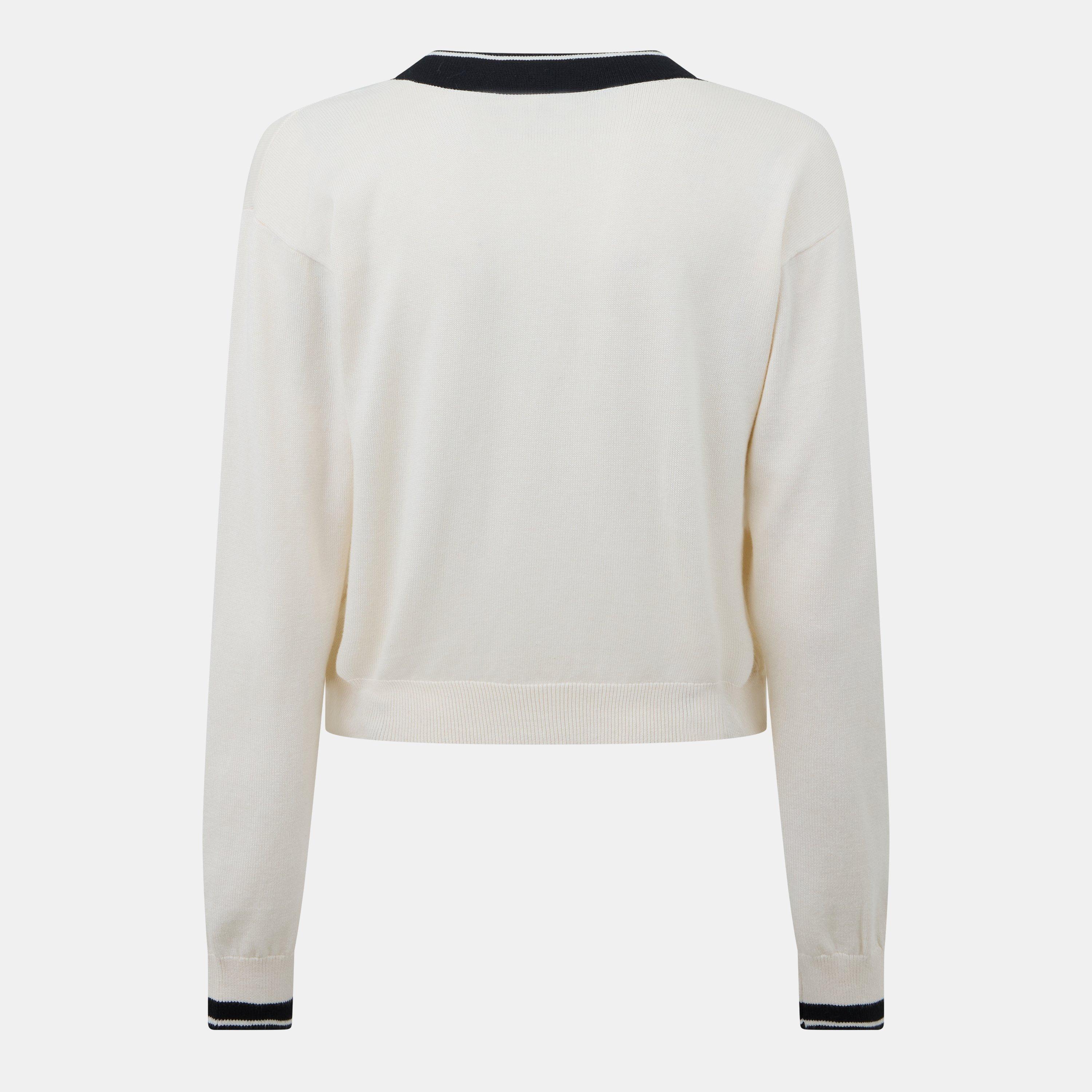 Cream/Black - Lauren by Ralph Lauren - Women's Two Tone Cadina Cardigan - 2