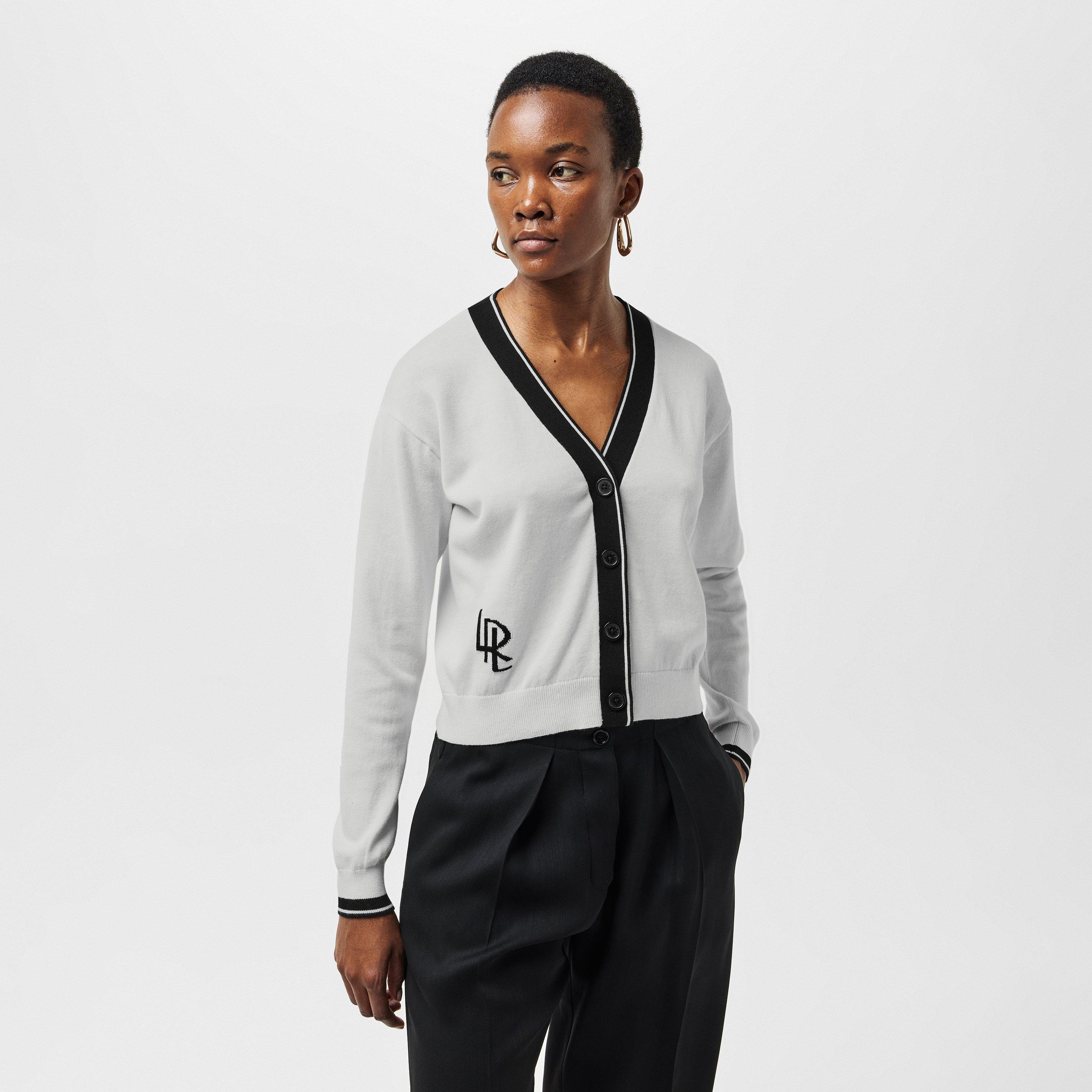 Cream/Black - Lauren by Ralph Lauren - Women's Two Tone Cadina Cardigan - 3