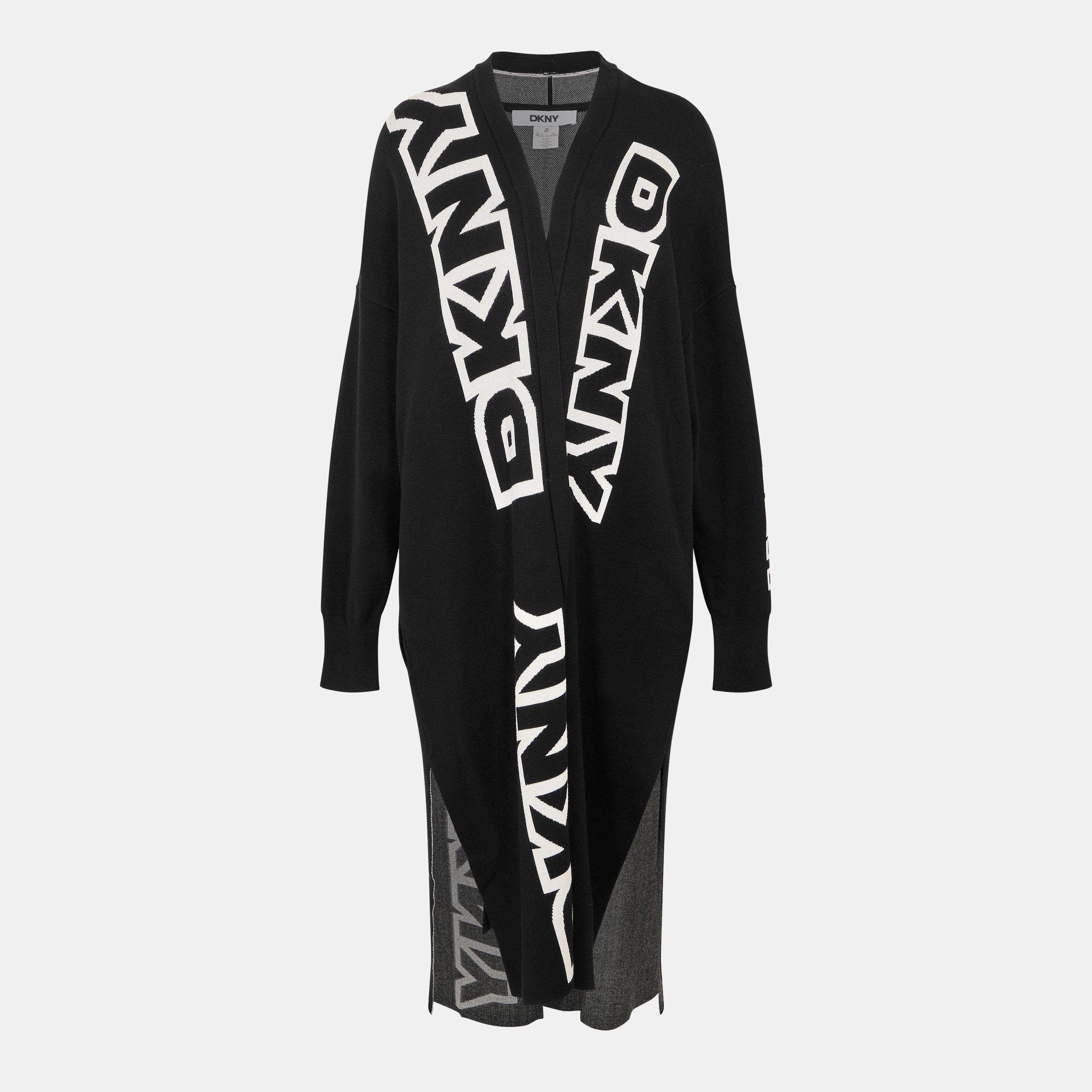Crna - DKNY - Women's Exploded Textured Knit Relaxed Fit Cardigan - 1