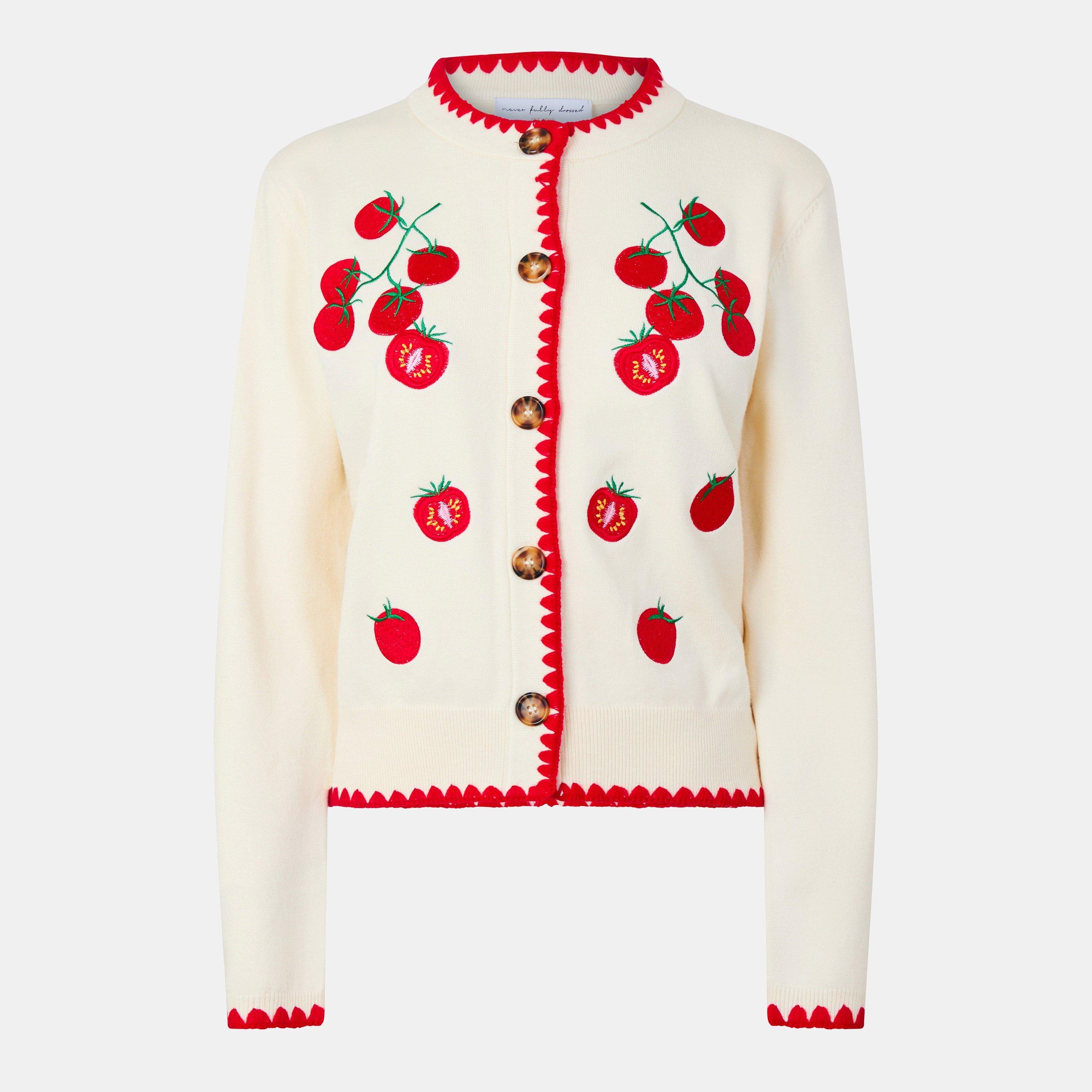 Cream - Never Fully Dressed - Tomato Embroidered Cardigan - 1