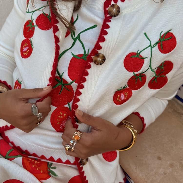 Cream - Never Fully Dressed - Tomato Embroidered Cardigan - 2