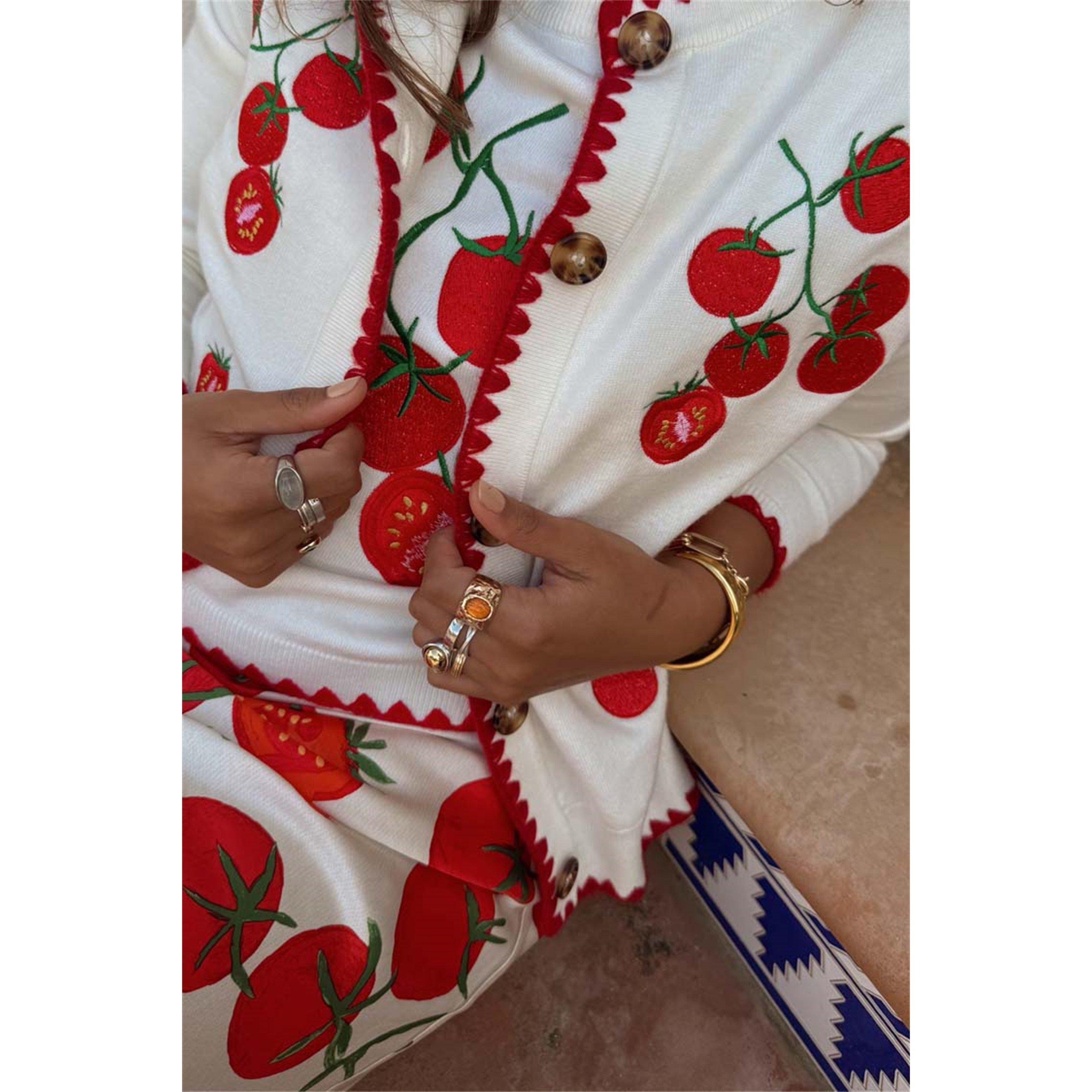 Cream - Never Fully Dressed - Tomato Embroidered Cardigan - 3