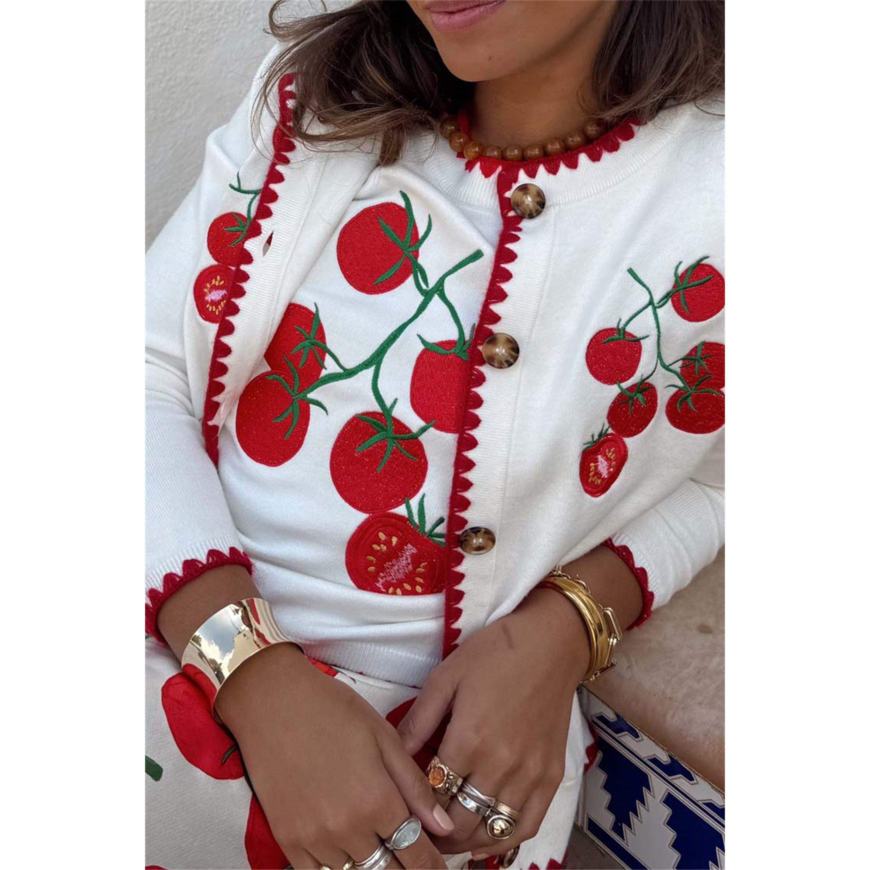 Cream - Never Fully Dressed - Tomato Embroidered Cardigan - 5