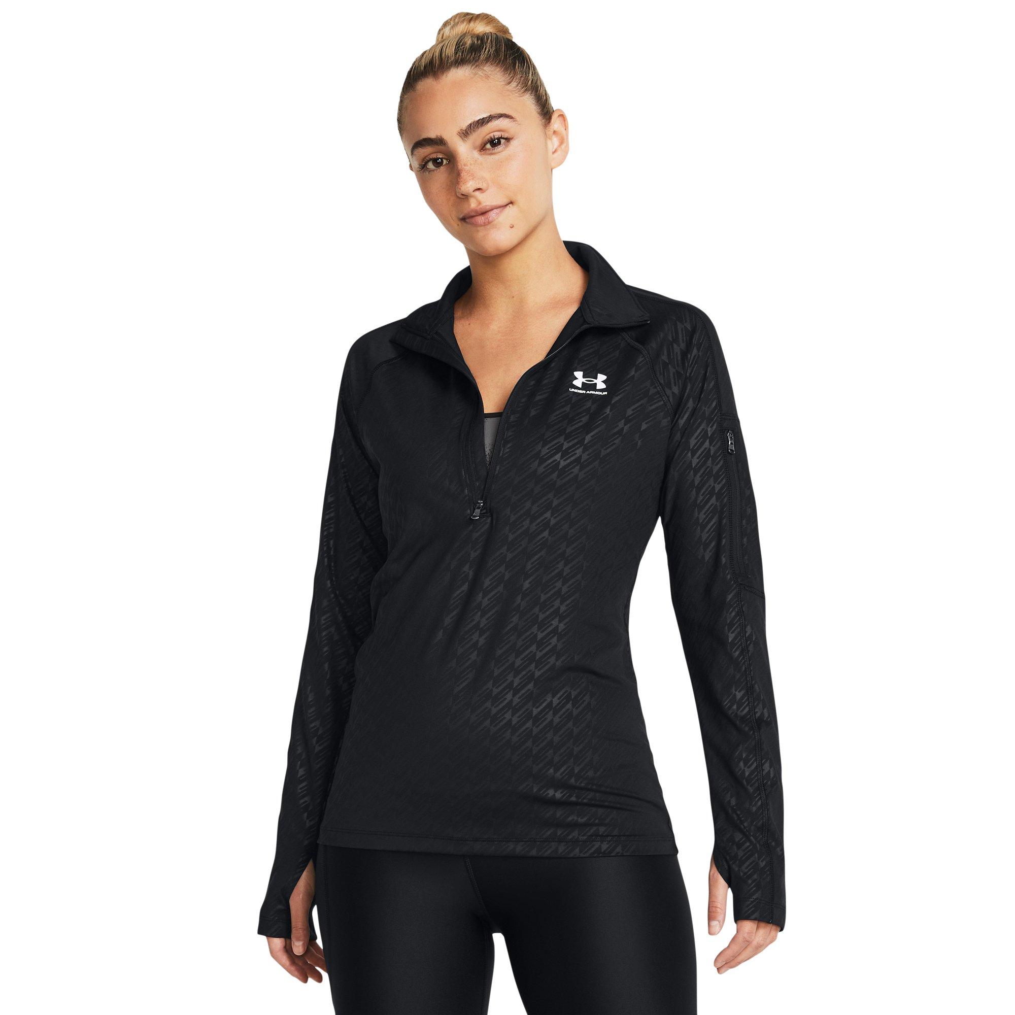 Black - Under Armour - Women's Emboss 1/2-Zip Slim-Fit Performance Tracksuit Top - 3