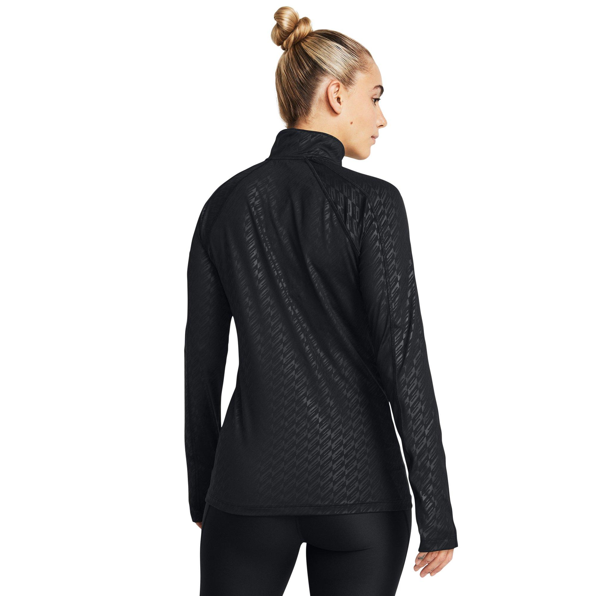 Black - Under Armour - Women's Emboss 1/2-Zip Slim-Fit Performance Tracksuit Top - 4