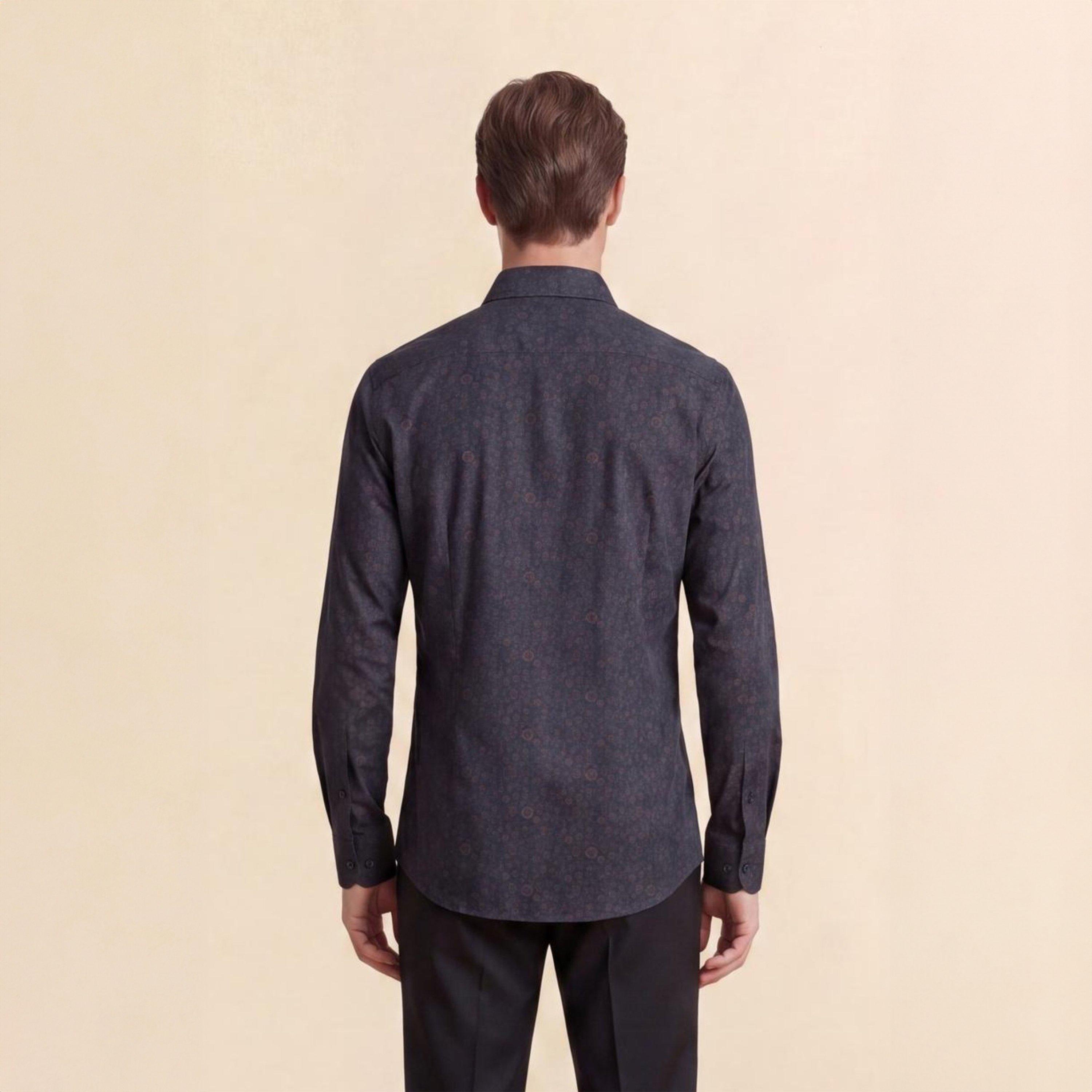 Navy - Without Prejudice - Ayla Navy Geometric Cotton Print Shirt - 3