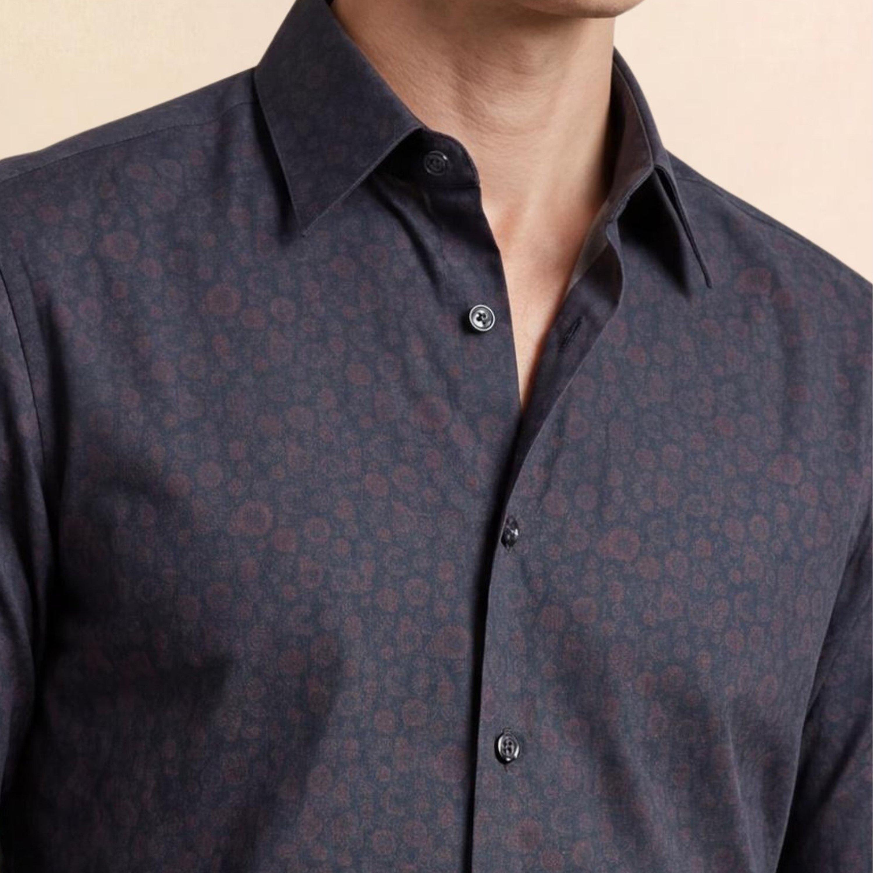 Navy - Without Prejudice - Ayla Navy Geometric Cotton Print Shirt - 4