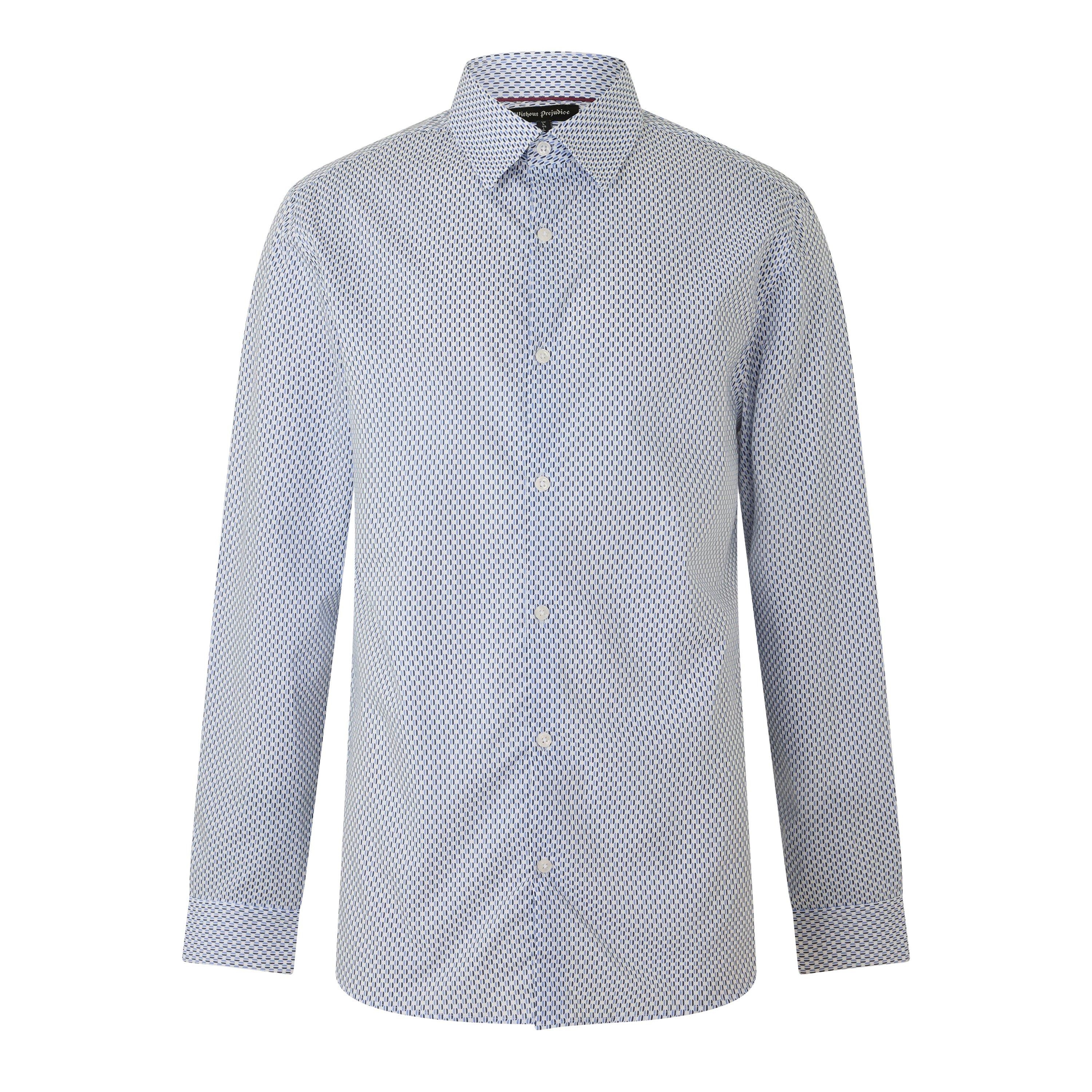 White/Blue - Without Prejudice - Cleo White Blue Geo Cotton Shirt - 1