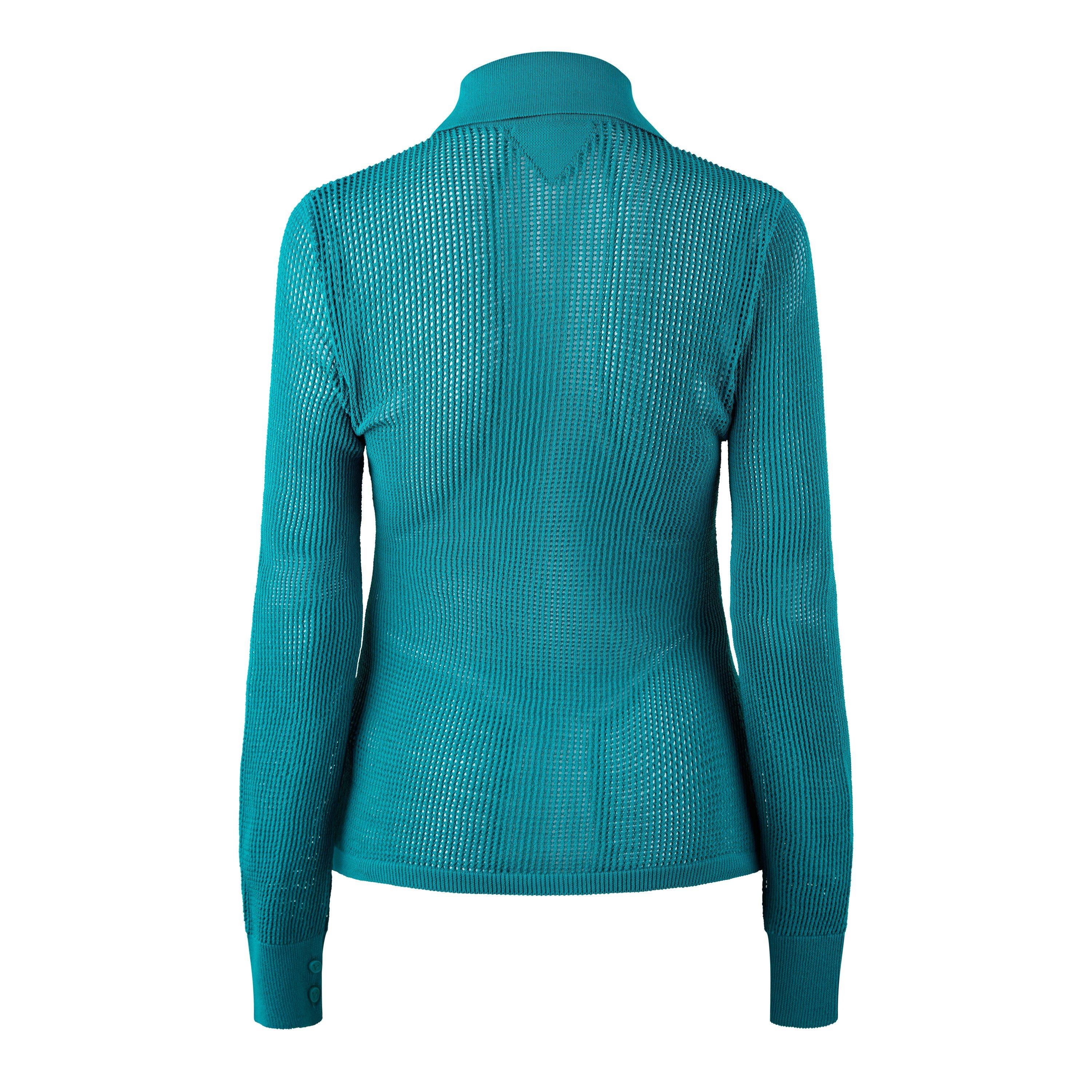Petrol - Bottega Veneta - Women's Geometric Pattern Cardigan - 2