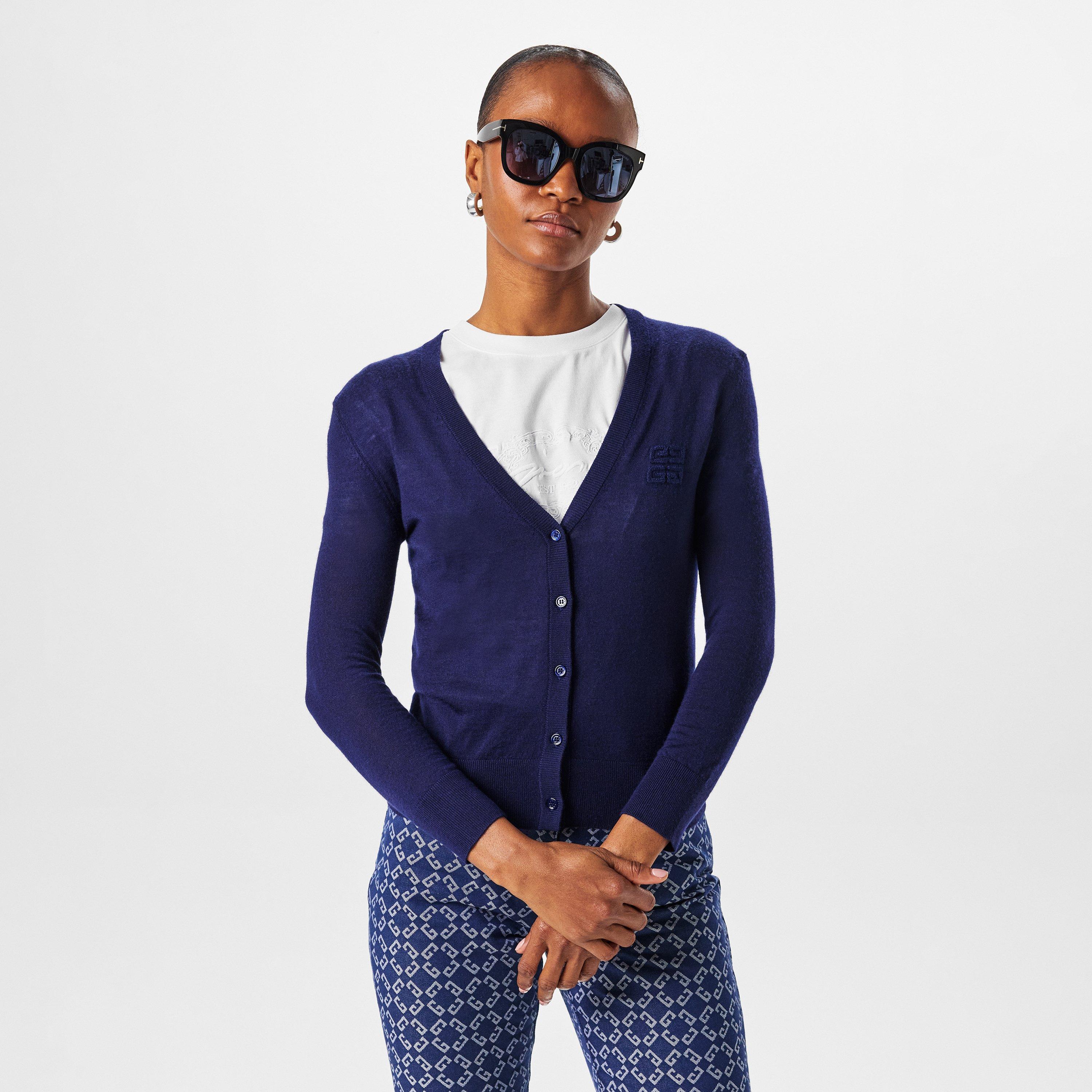 Dark Blue - GIVENCHY - Embroidered 4g V-Neck Cardigan - 3