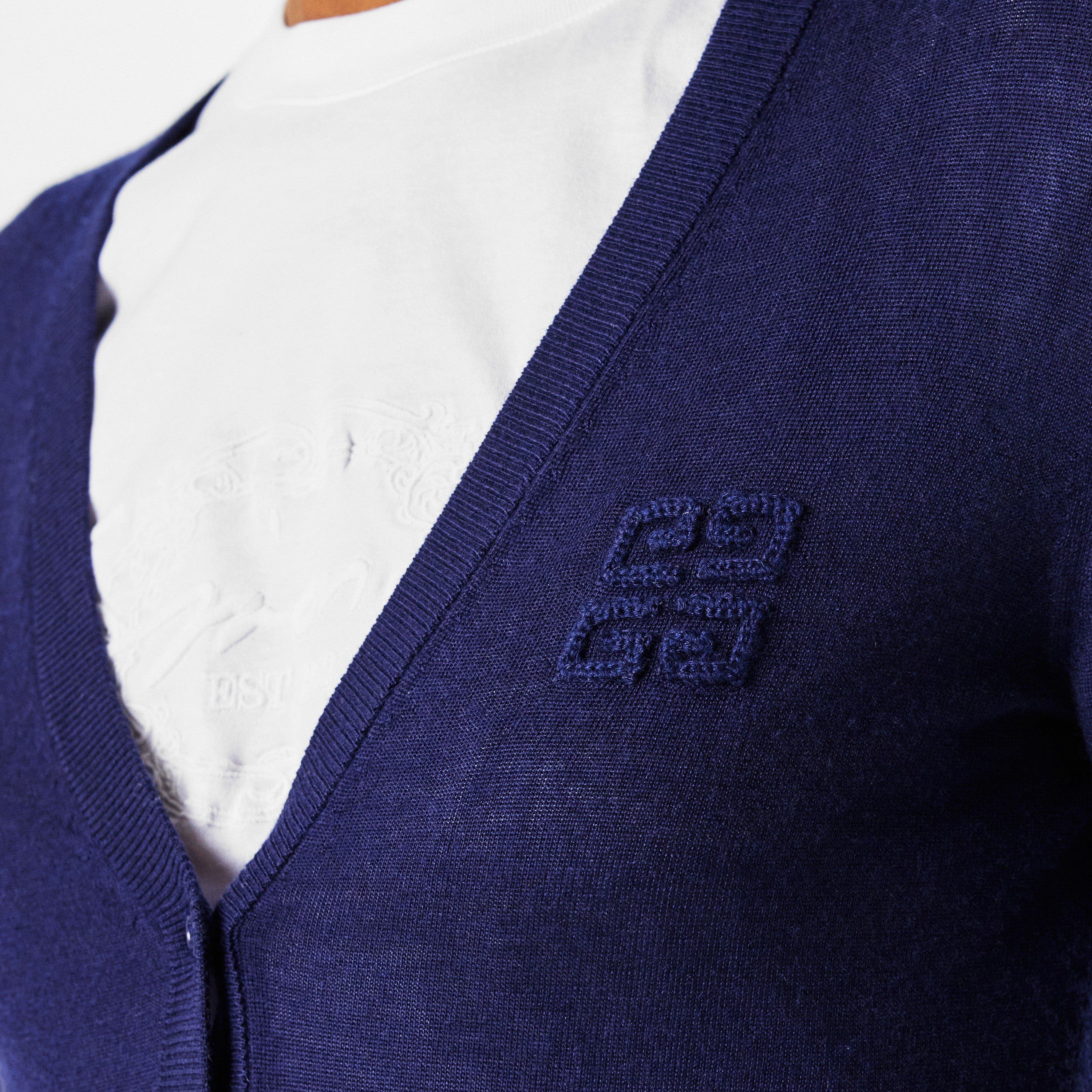 Dark Blue - GIVENCHY - Embroidered 4g V-Neck Cardigan - 5