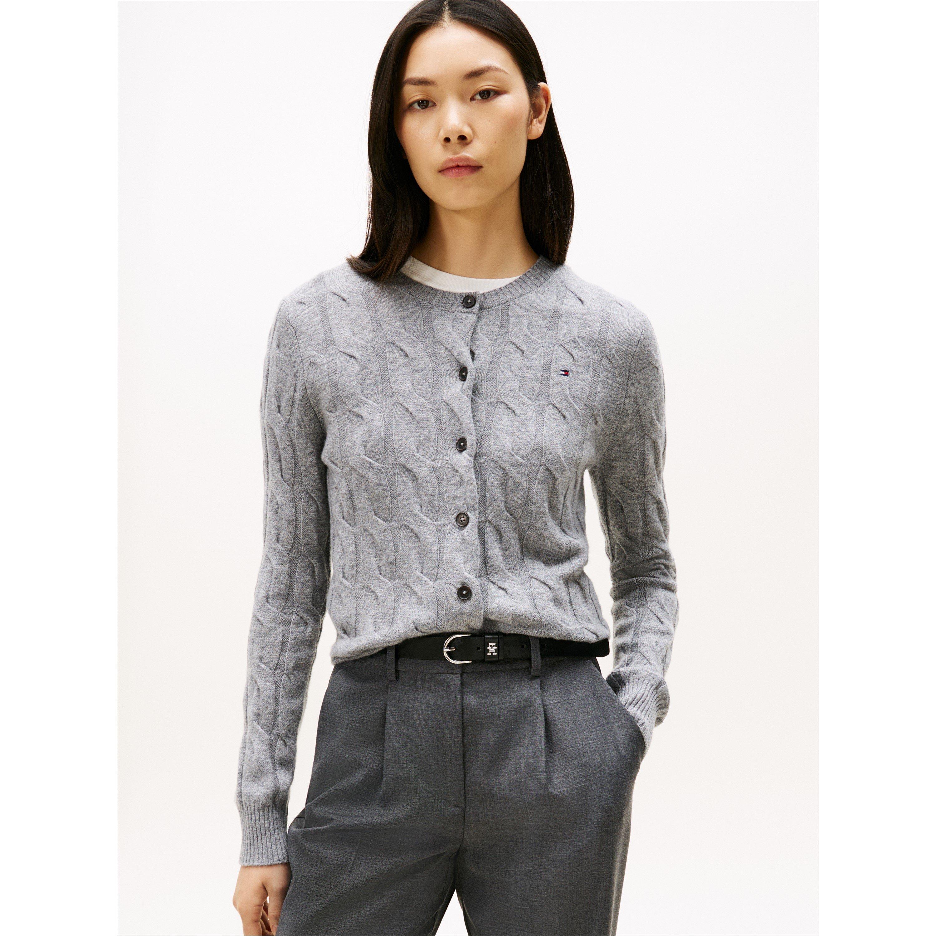 Mid Grey Heath - Tommy Hilfiger - Women's Cable Cardigan - 2
