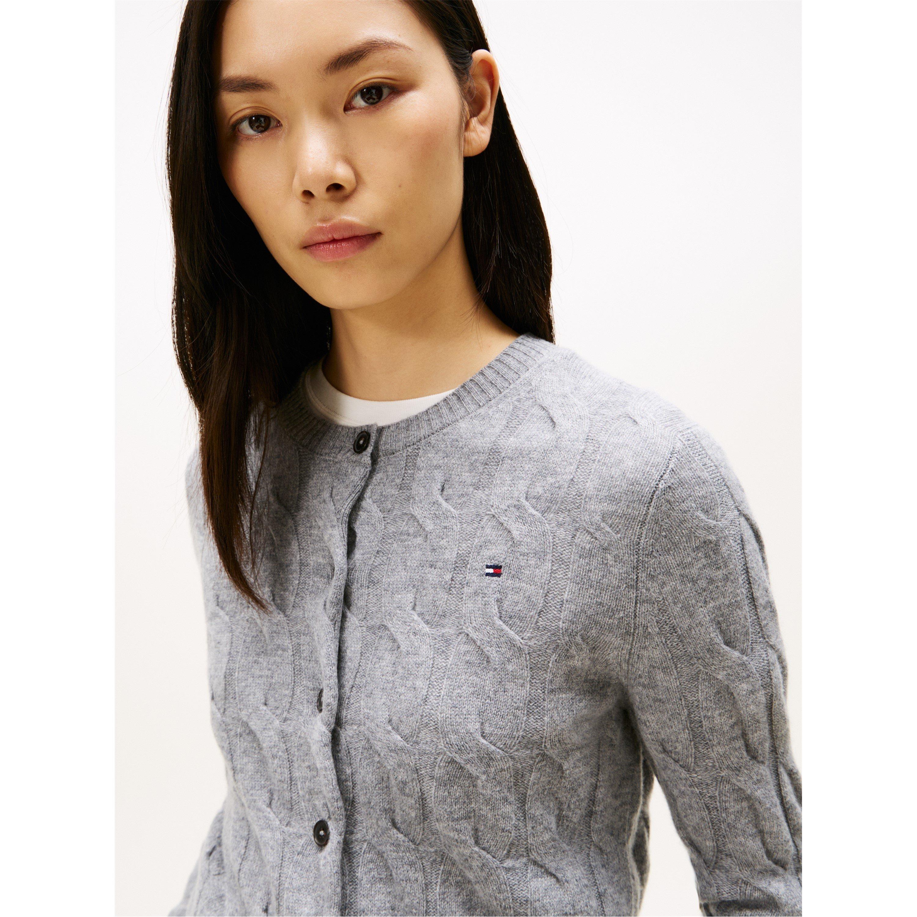 Mid Grey Heath - Tommy Hilfiger - Women's Cable Cardigan - 5