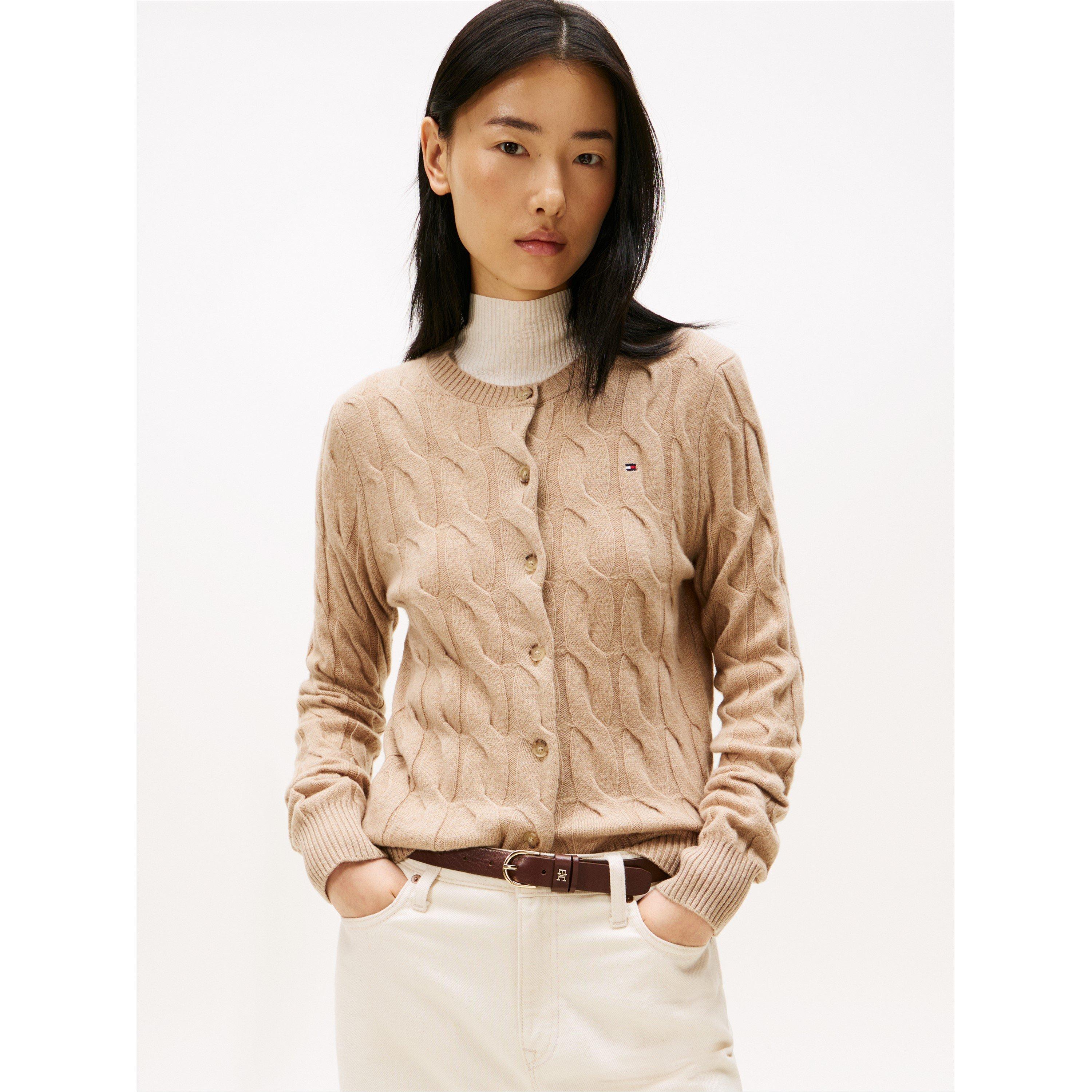 Safari Heather - Tommy Hilfiger - Women's Cable Cardigan - 2
