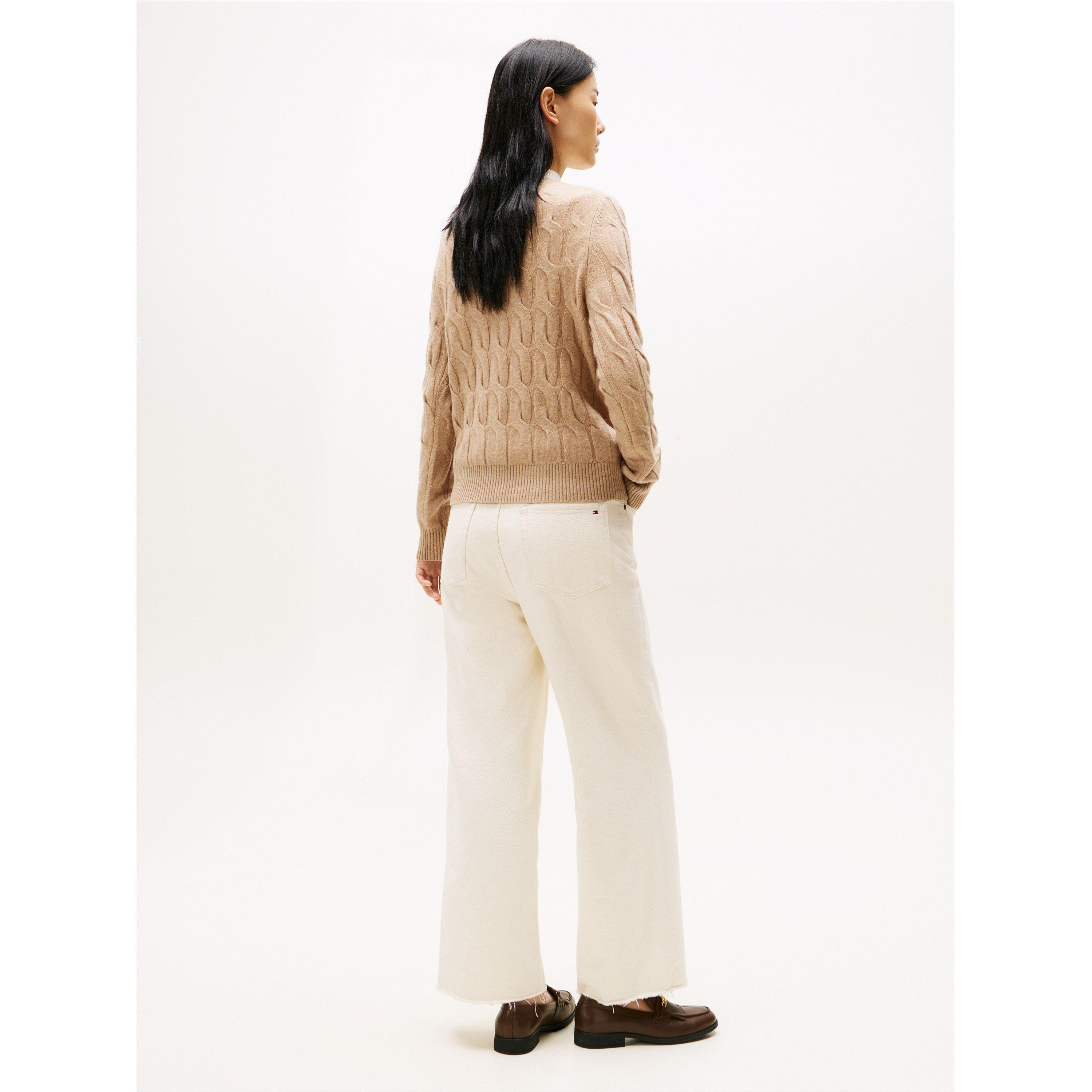 Safari Heather - Tommy Hilfiger - Women's Cable Cardigan - 4