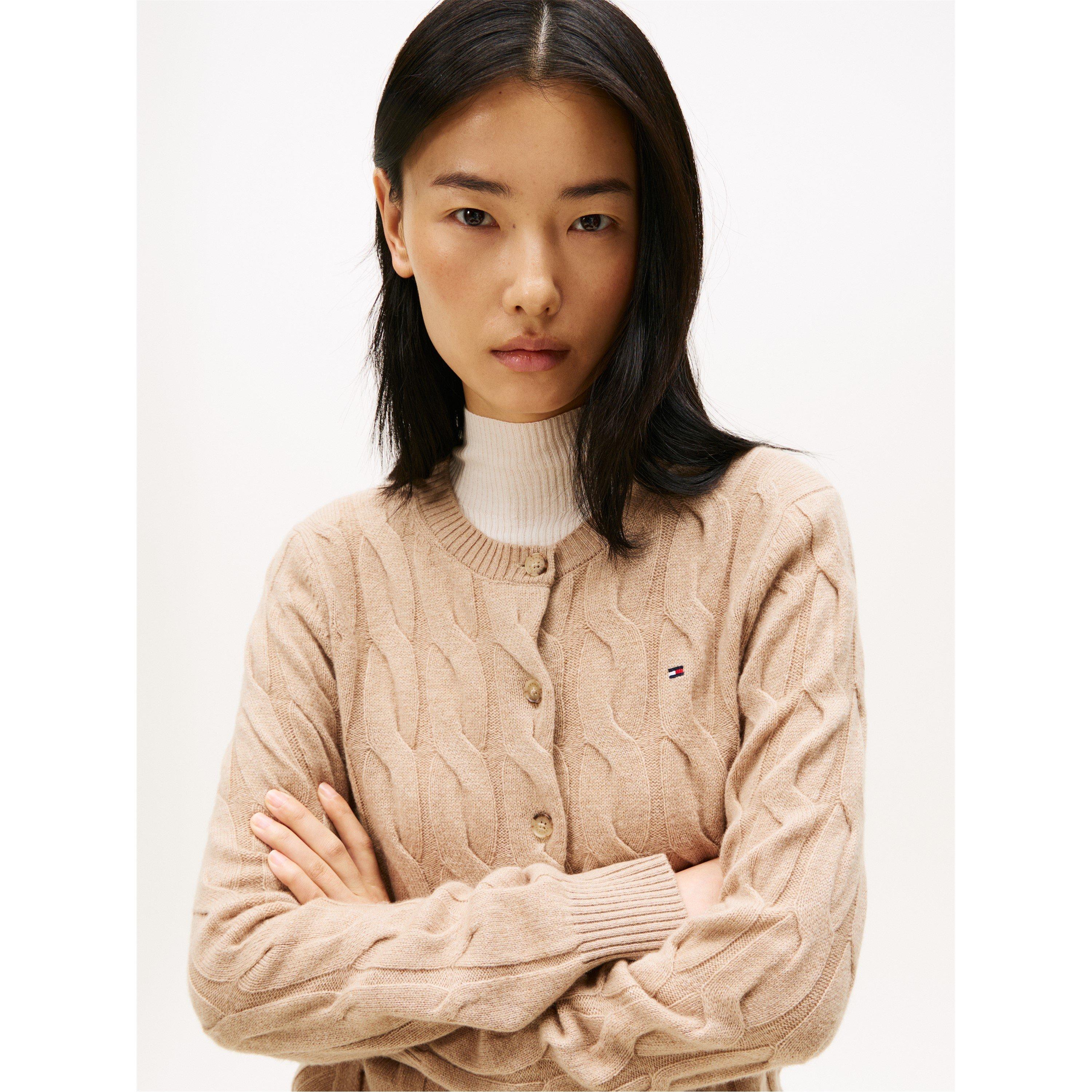 Safari Heather - Tommy Hilfiger - Women's Cable Cardigan - 5