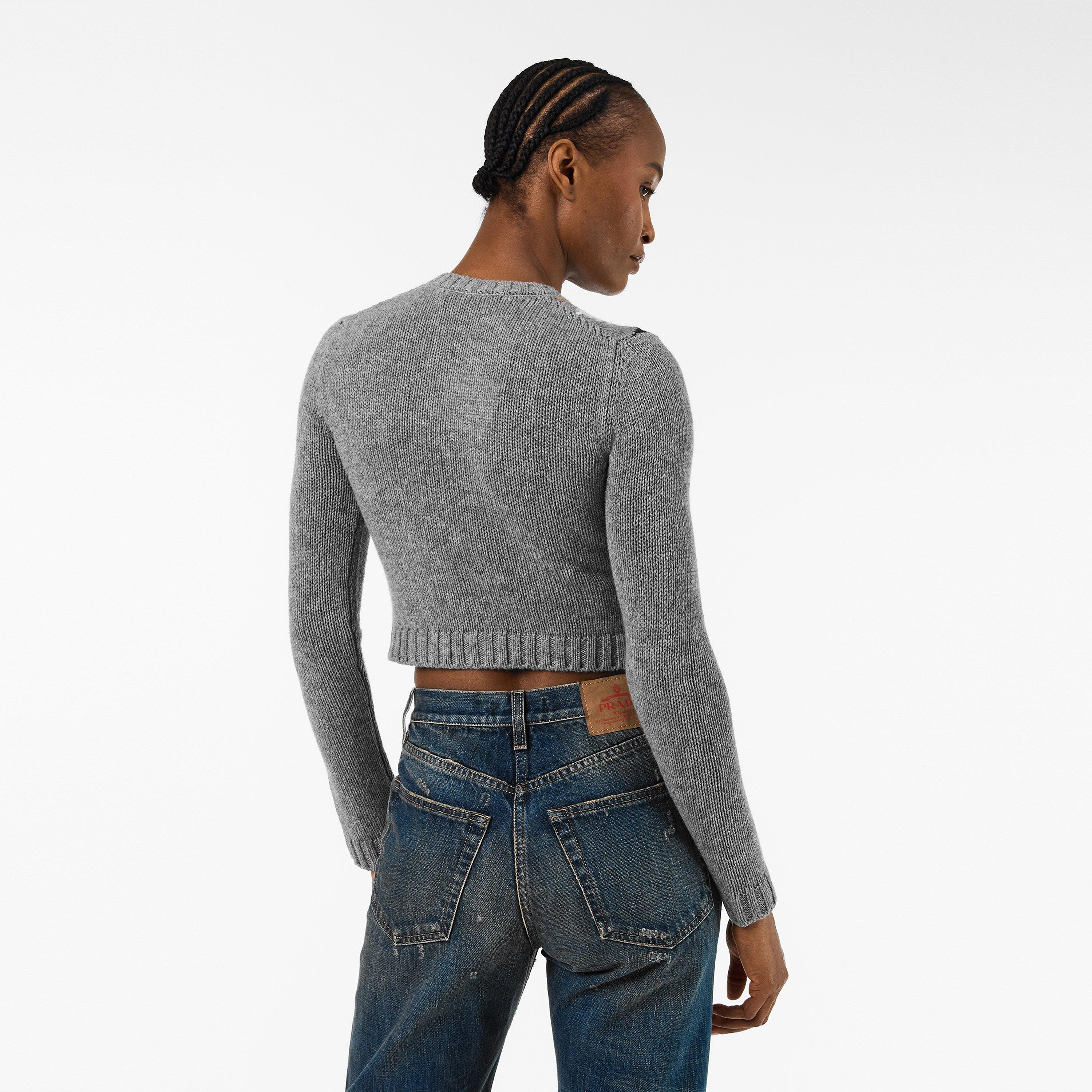 Grigio - Prada - Women's Argyle Cardigan - 4