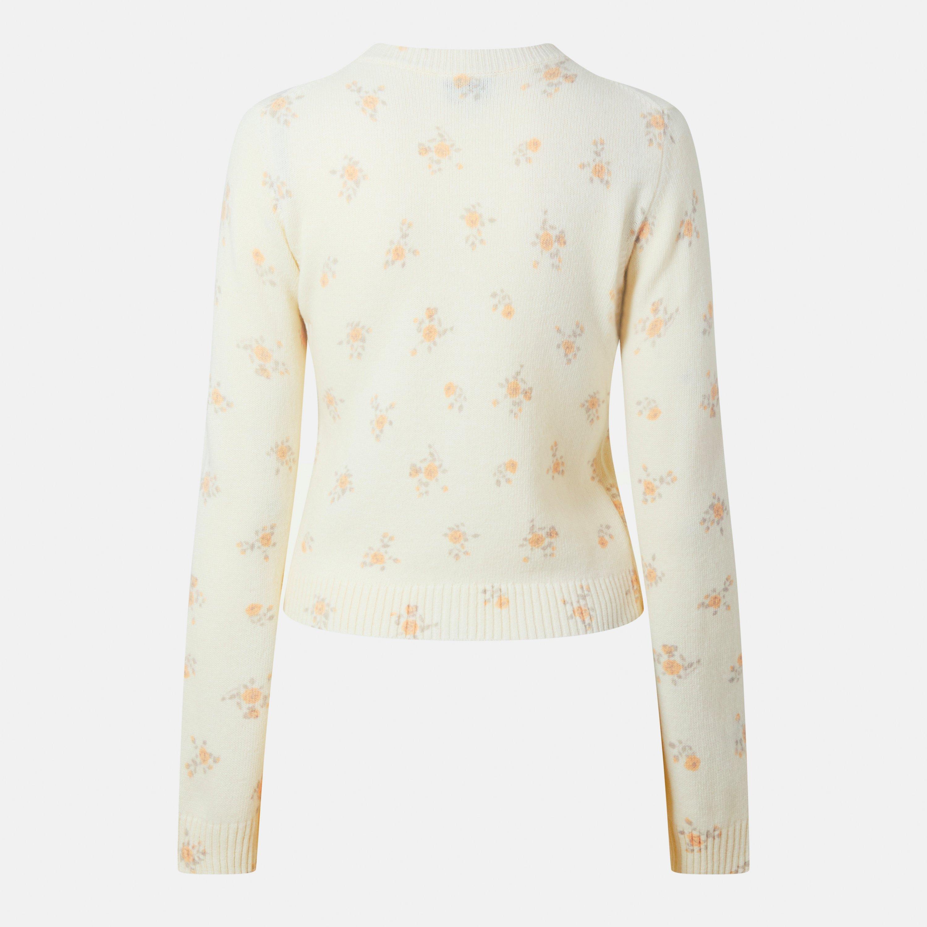 Antique White - Ganni - Women's Print Cardigan - 2