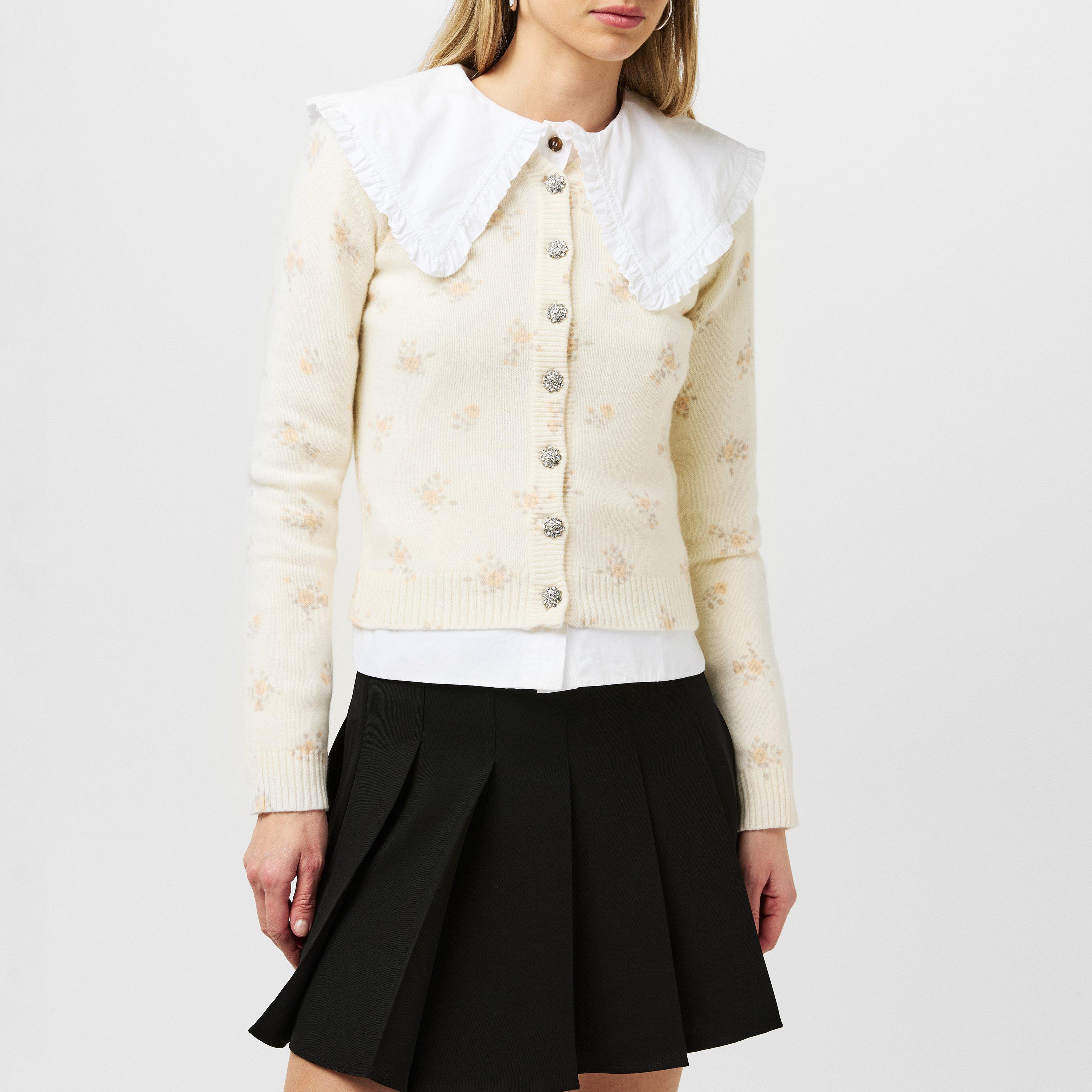 Antique White - Ganni - Women's Print Cardigan - 3