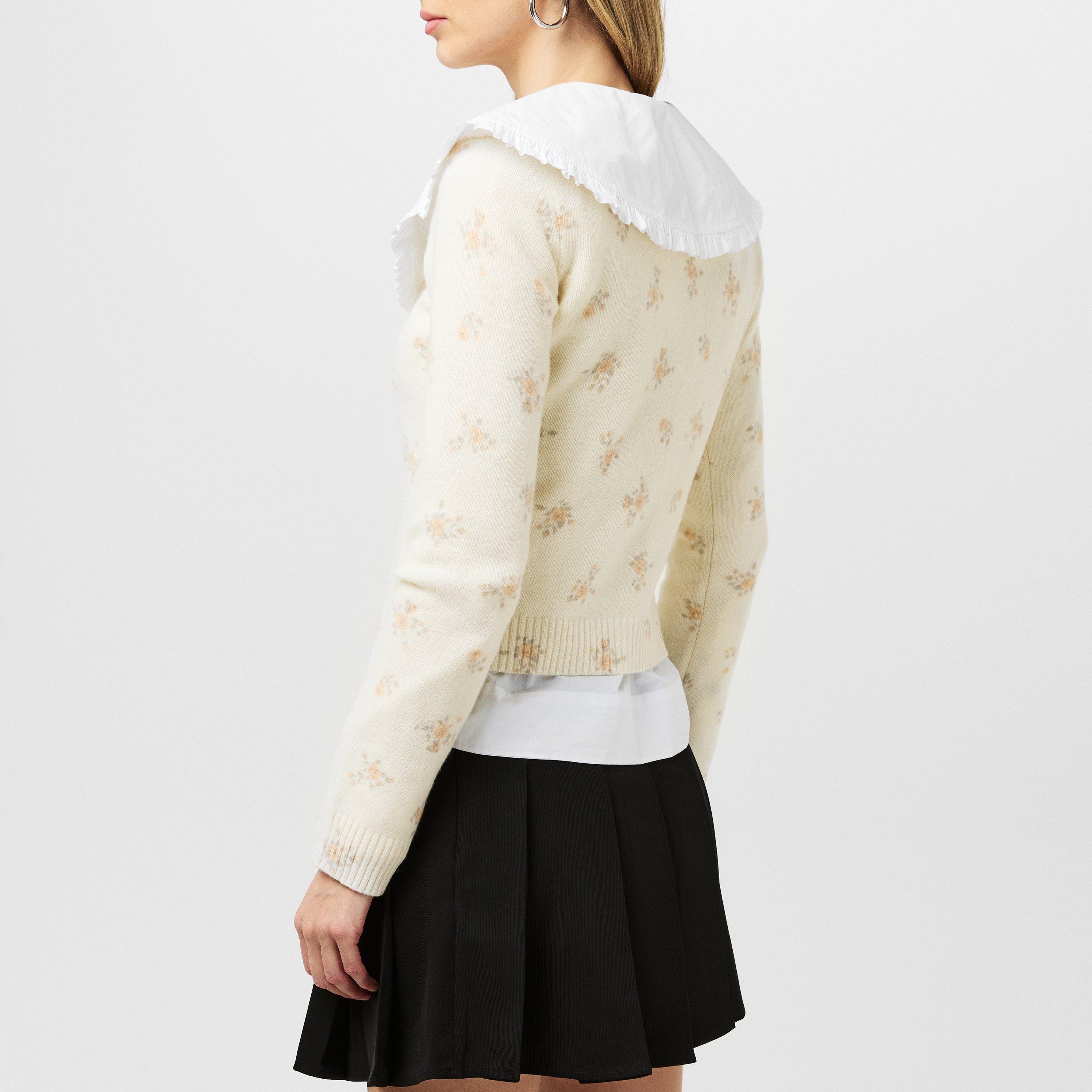 Antique White - Ganni - Women's Print Cardigan - 4