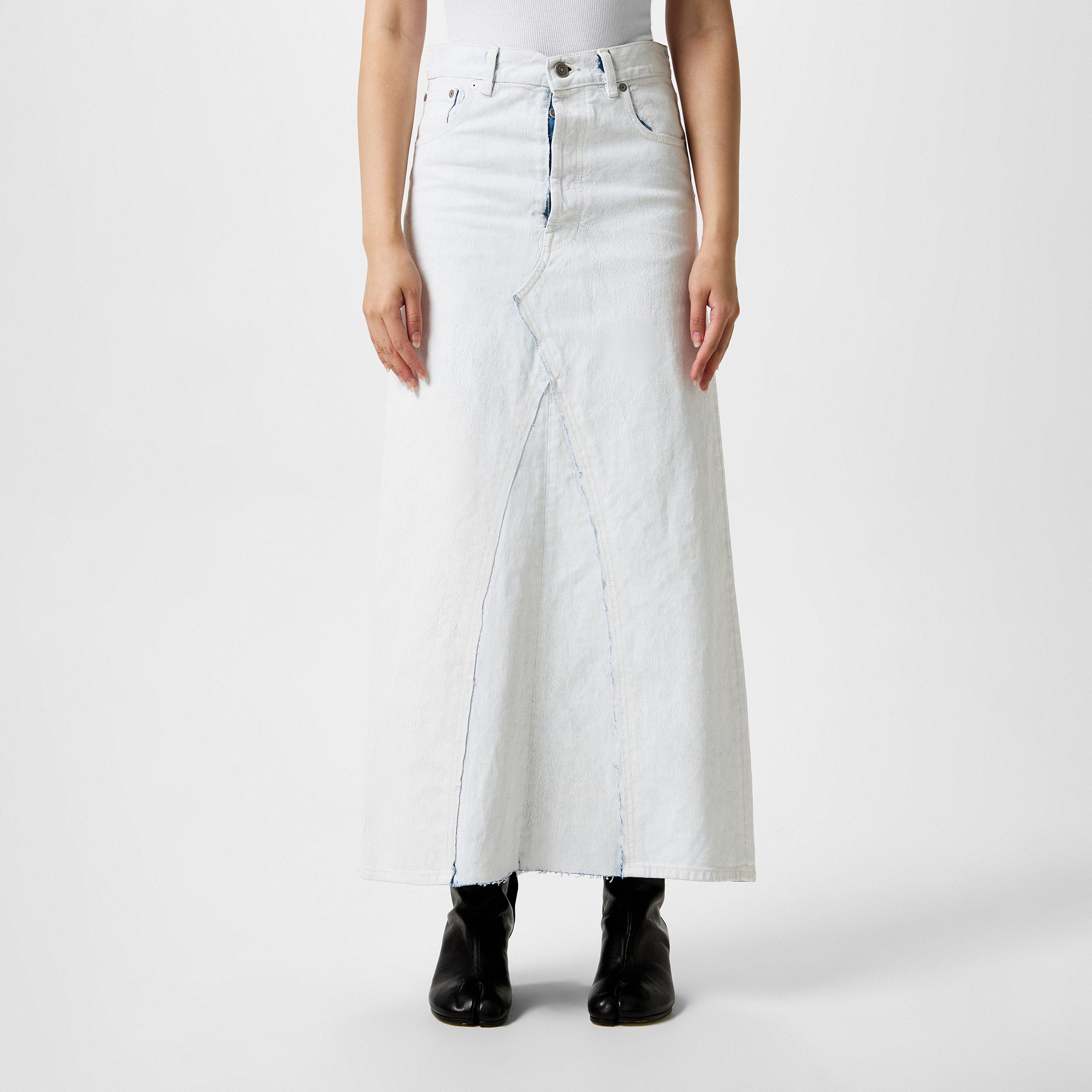 Maison Margiela Painted Denim Skirt - White Paint - Size 38 (UK 10)