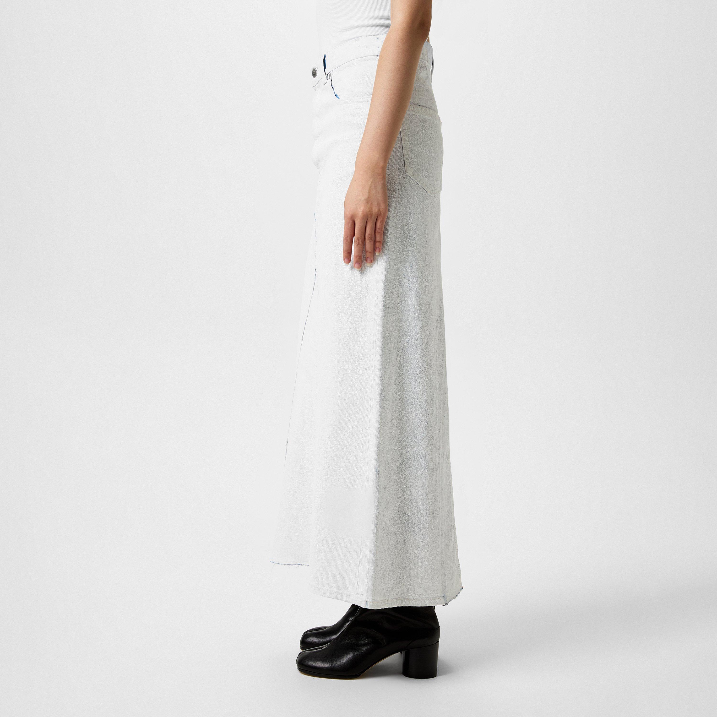 White Paint - Maison Margiela - Painted Denim Skirt - 2