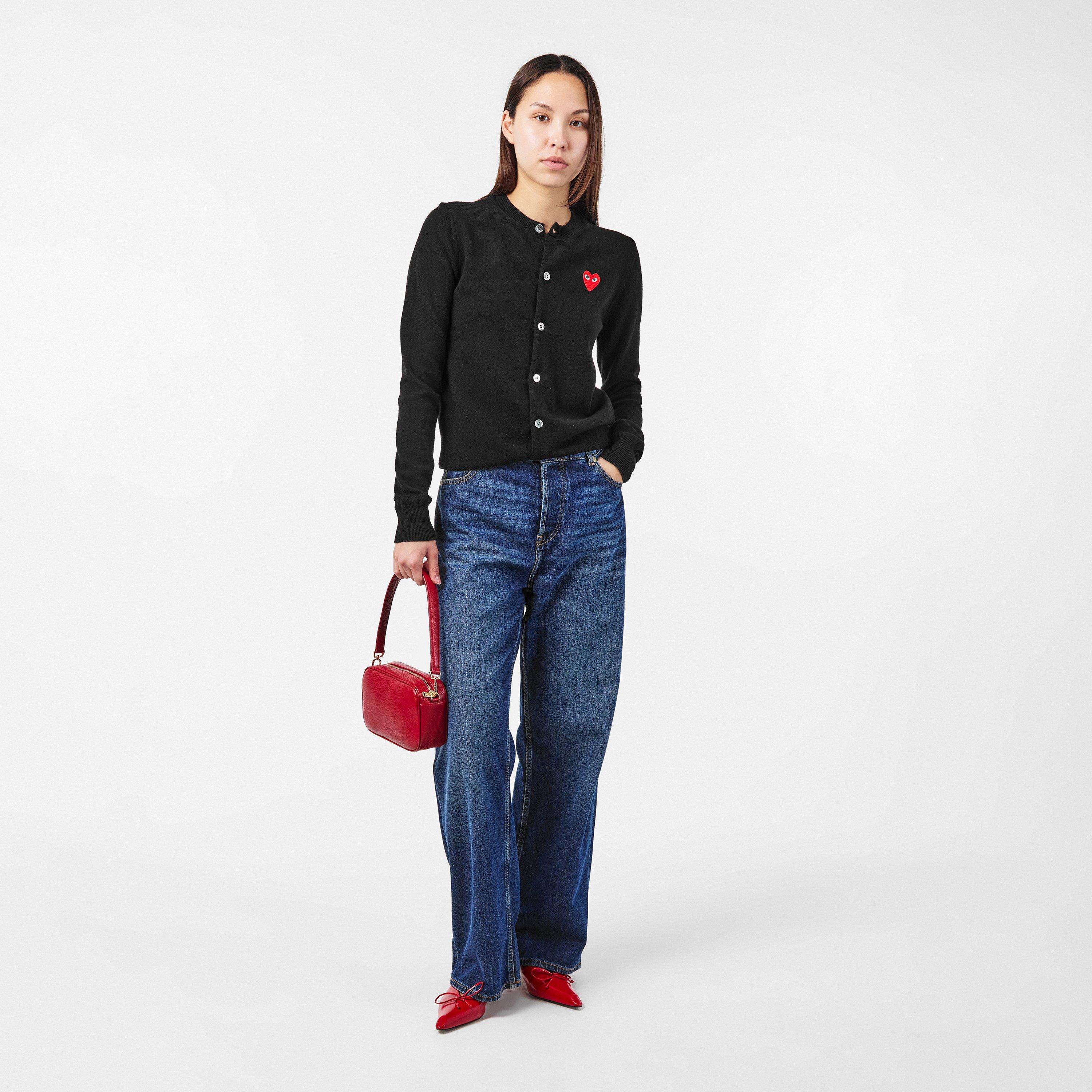 Black - Comme des Garcons PLAY - Women's Heart Emblem Soft Cardigan - 6