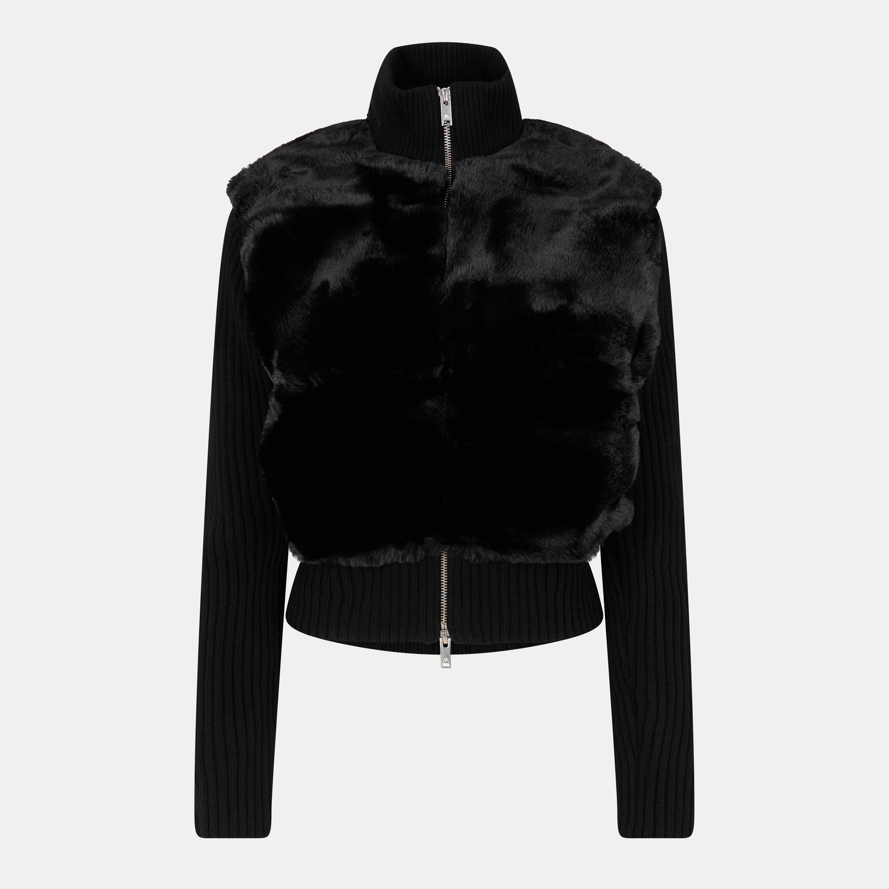 Moose Knuckles Women's Dua Bunny Textured Relaxed Fit Cardigan In Black