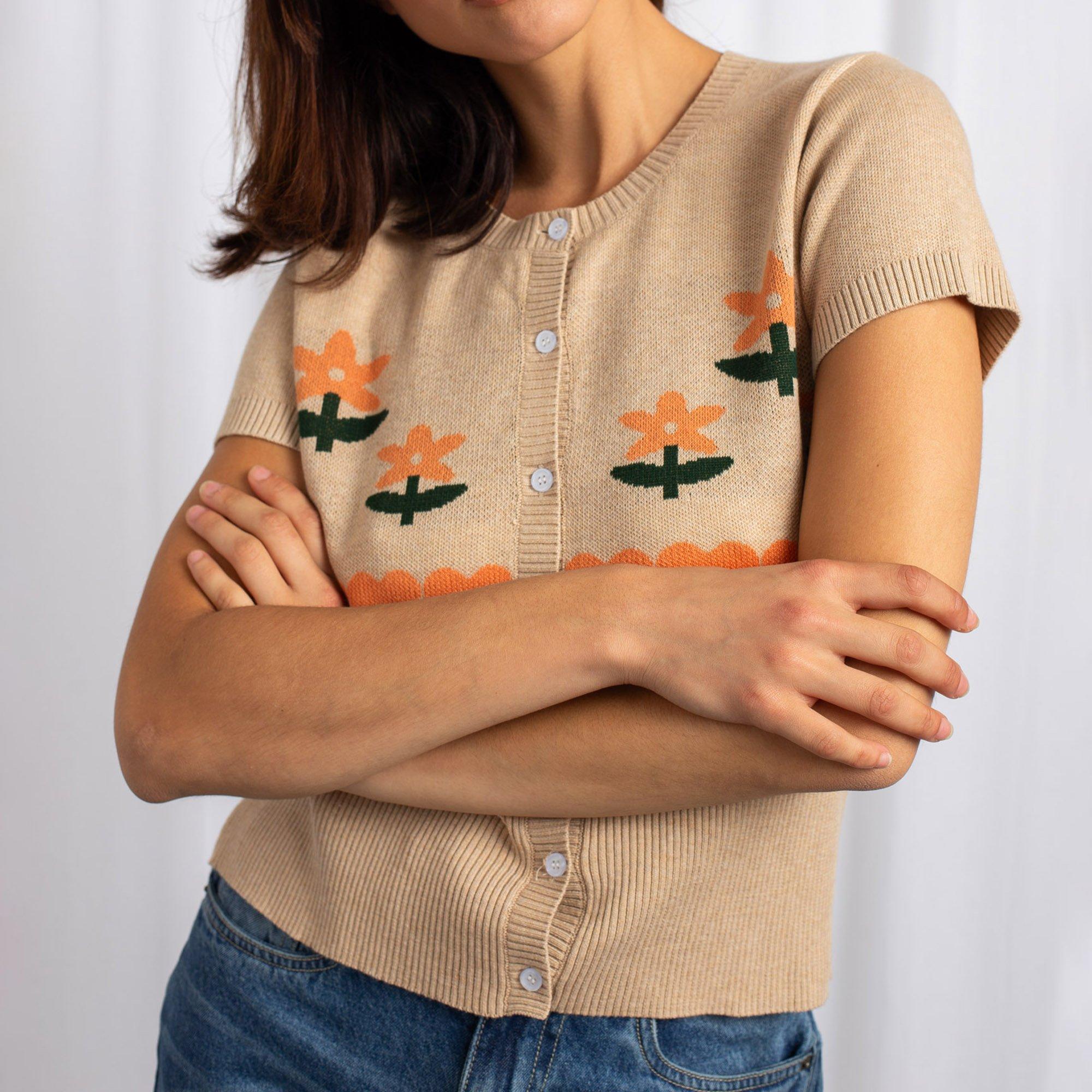 OATMILK MULTI - Daisy Street - Cropped Cardigan Womens - 4