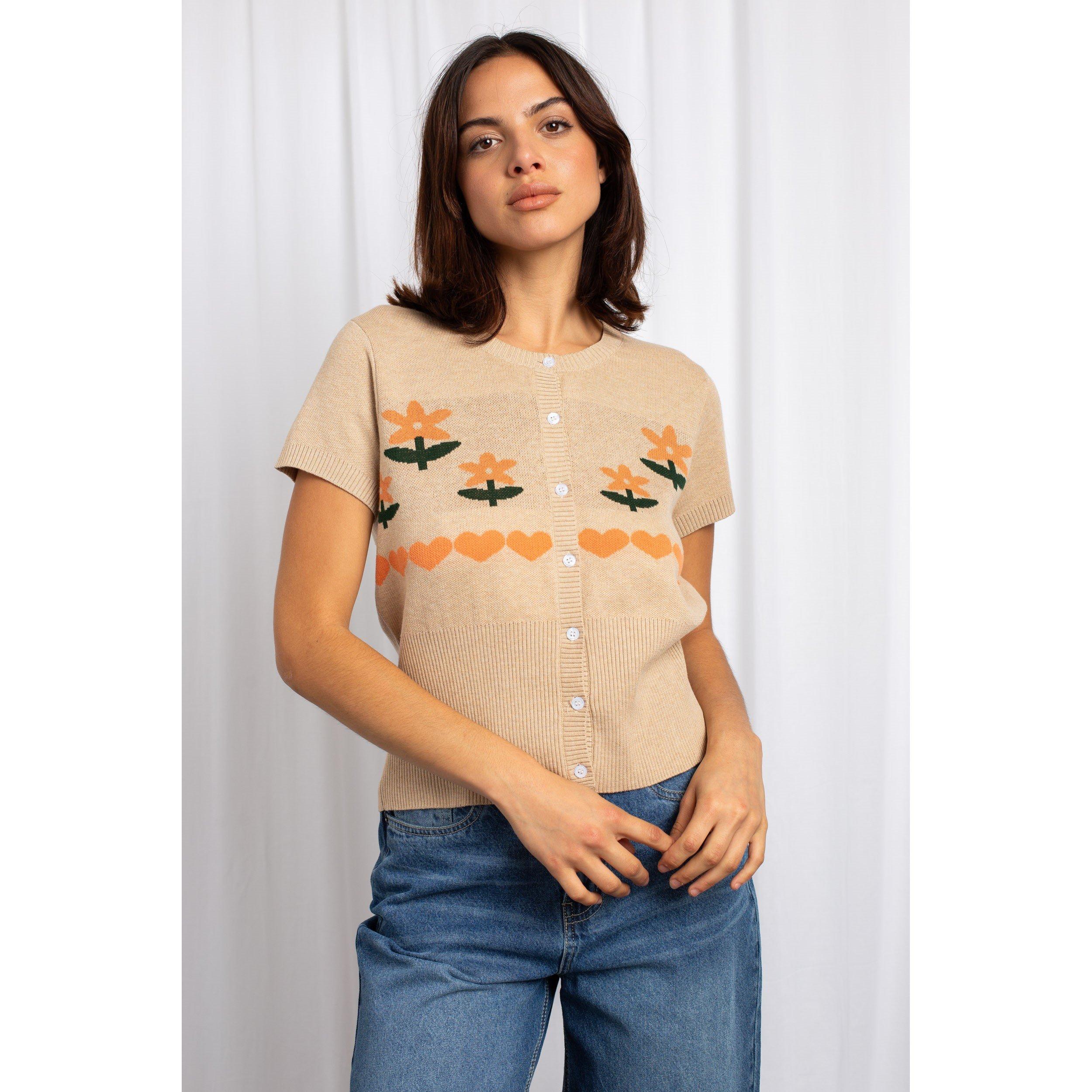 OATMILK MULTI - Daisy Street - Cropped Cardigan Womens - 8