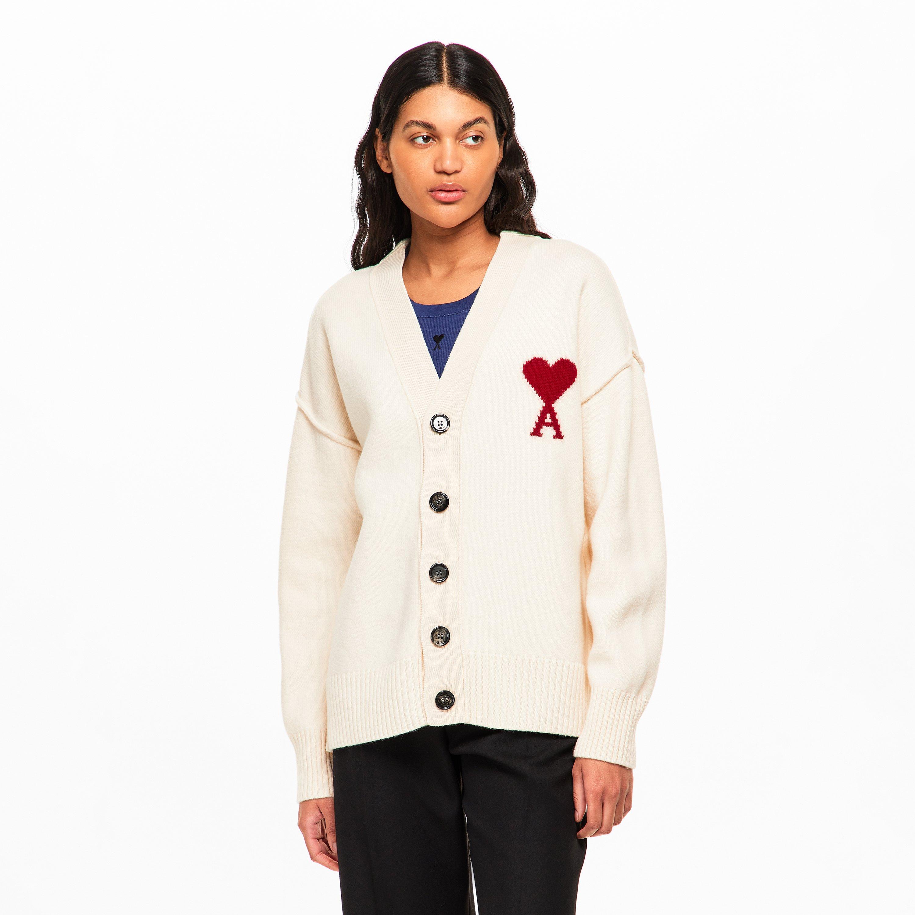 Ecru/Rouge - Ami Paris - Women's Cardigan - 3