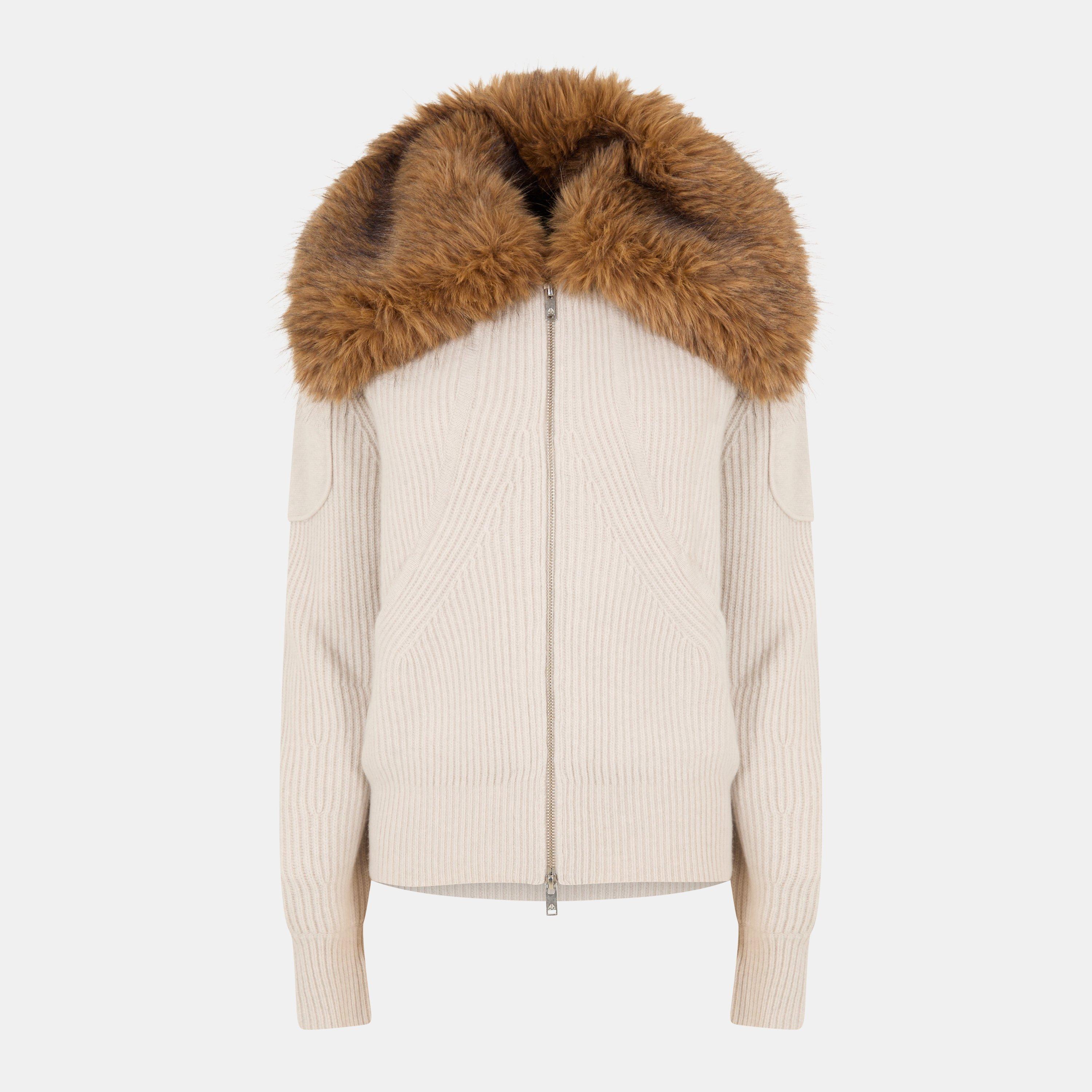 Moose Knuckles Women's Corina Zipped Cardigan In Alabaster Mel