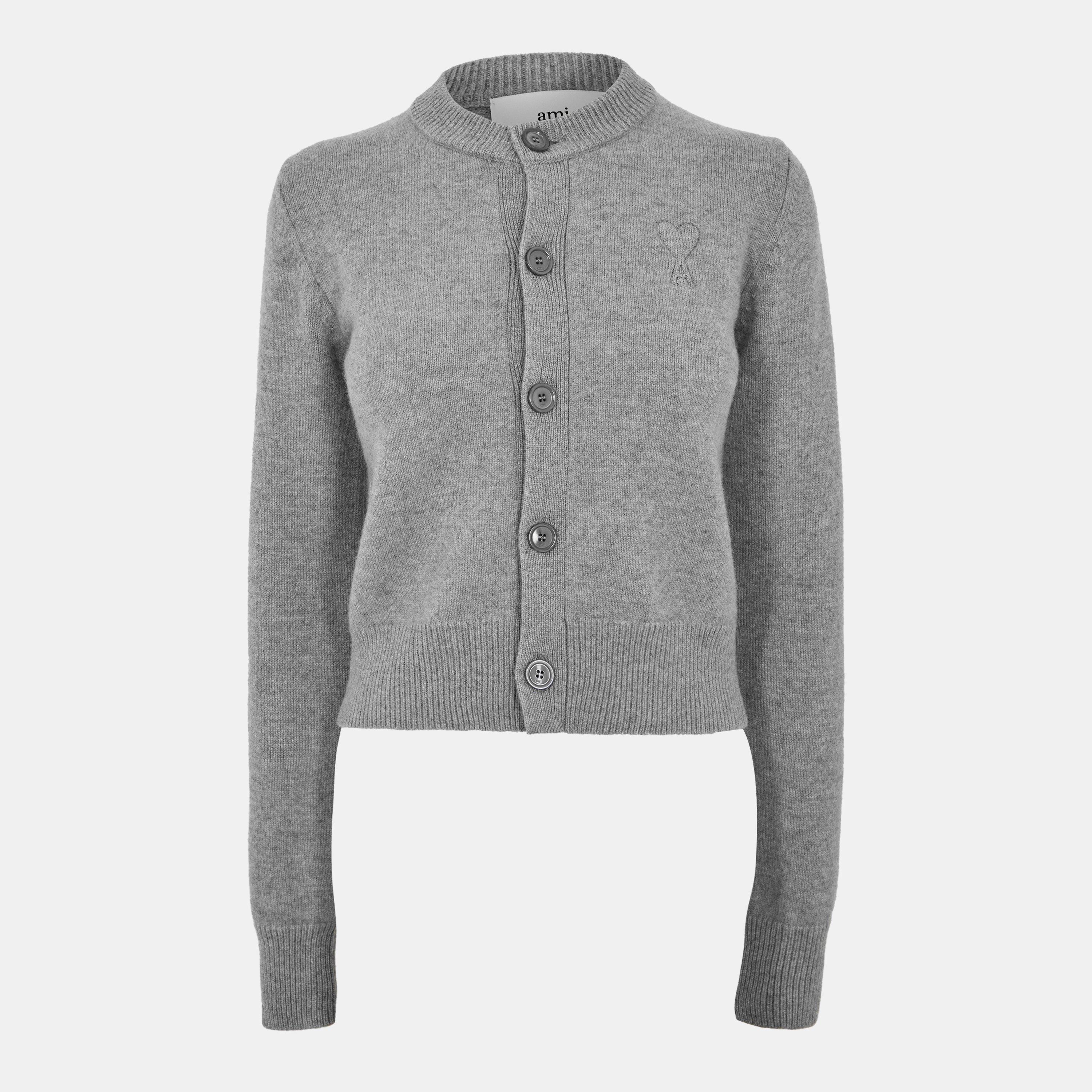 Gris - Ami Paris - Women's Knitted Relaxed Fit Cardigan - 1